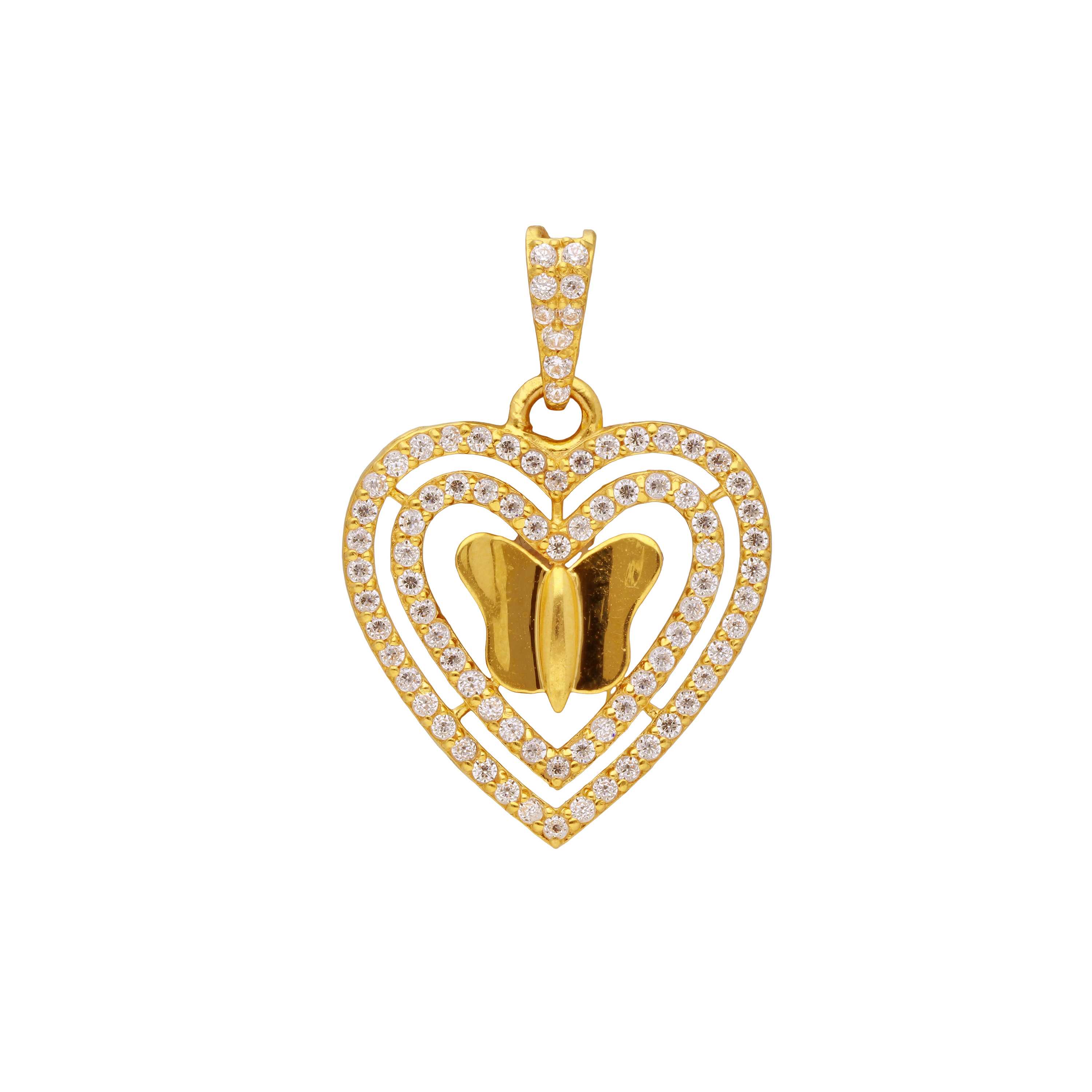 Charmingly Detailed Heart And Butterfly 22KT Gold Locket
