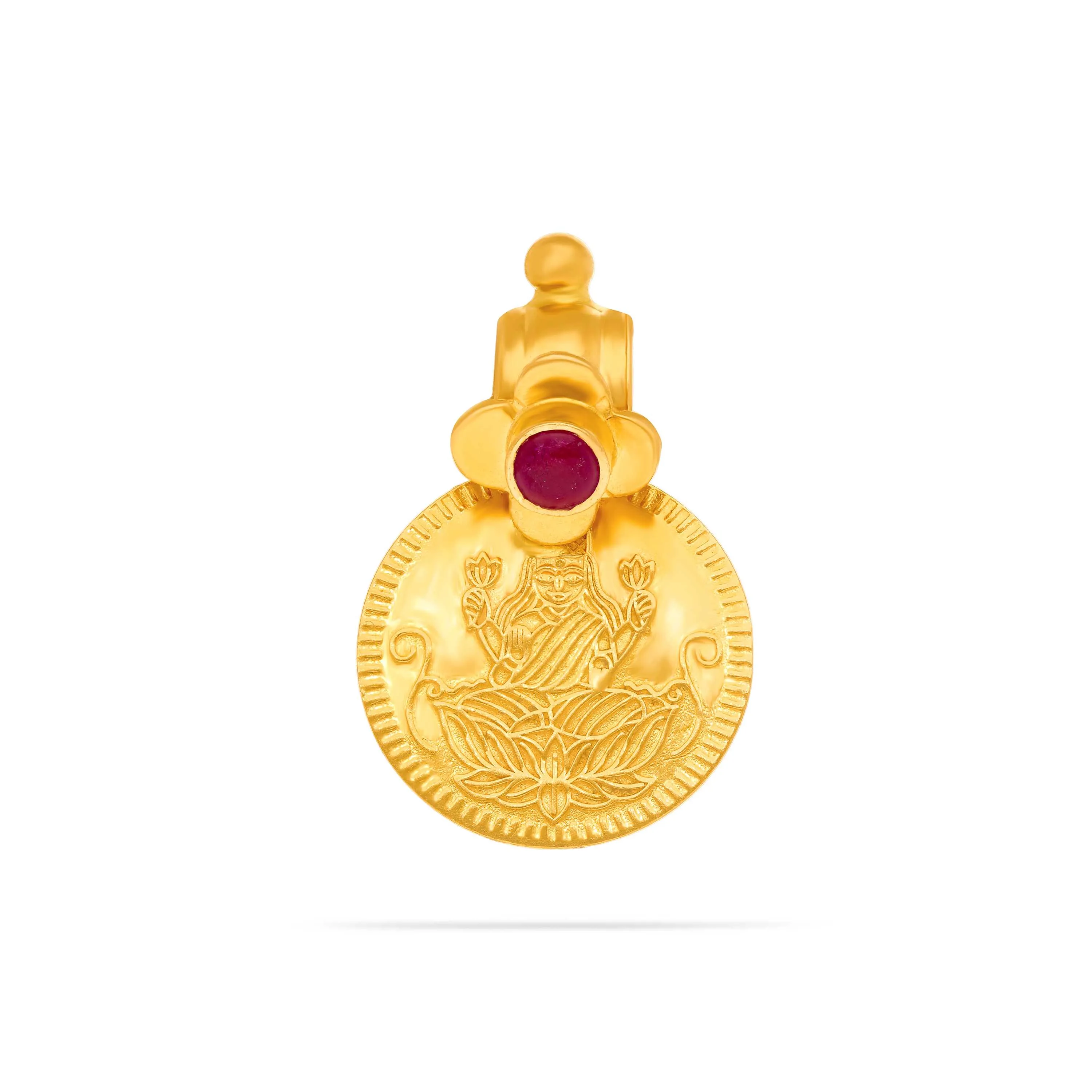 Divinely Detailed And Crafted Lakshmi Devi 22KT Gold Locket