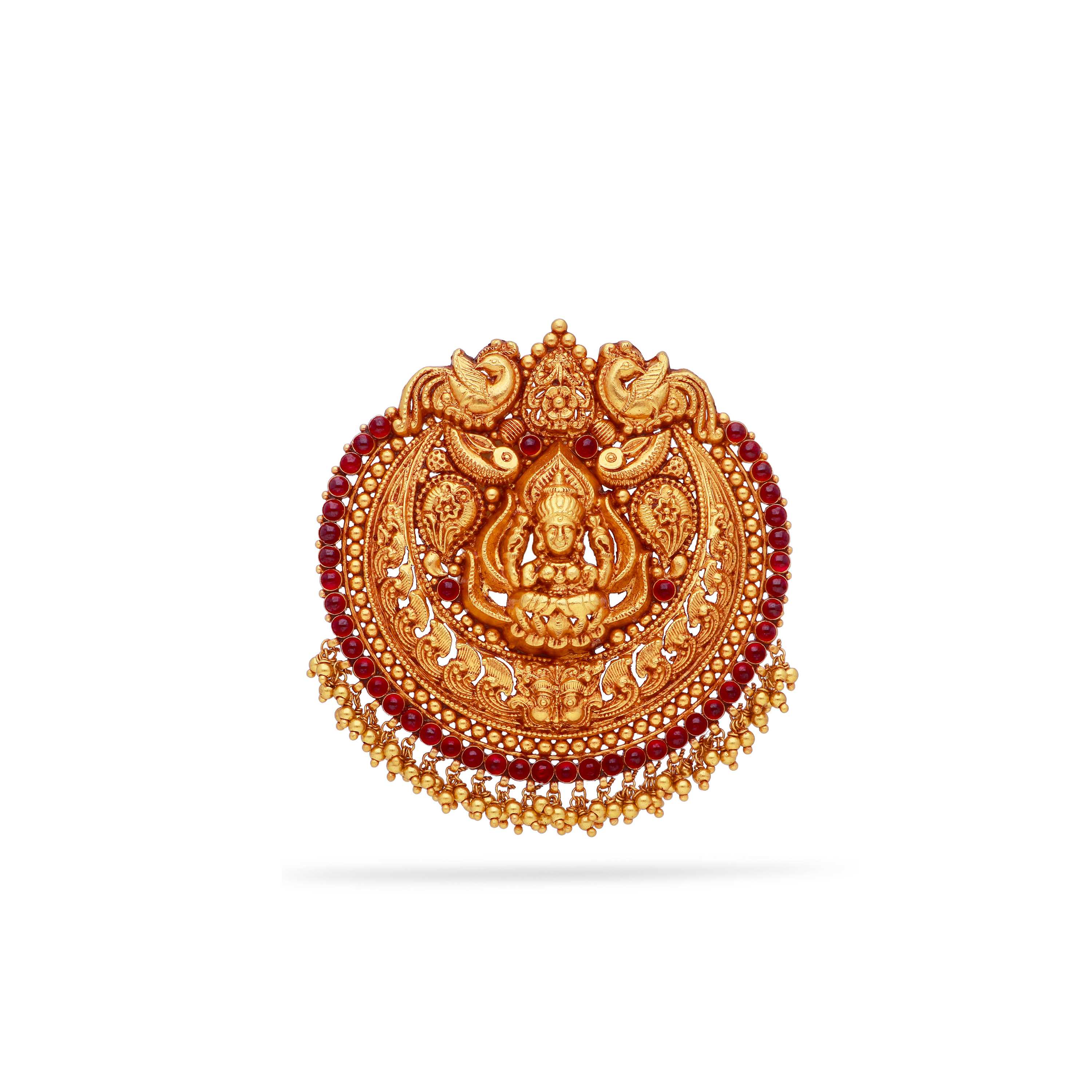 Divinely Detailed Antique Finished Lakshmi Devi 22KT Gold Pendant