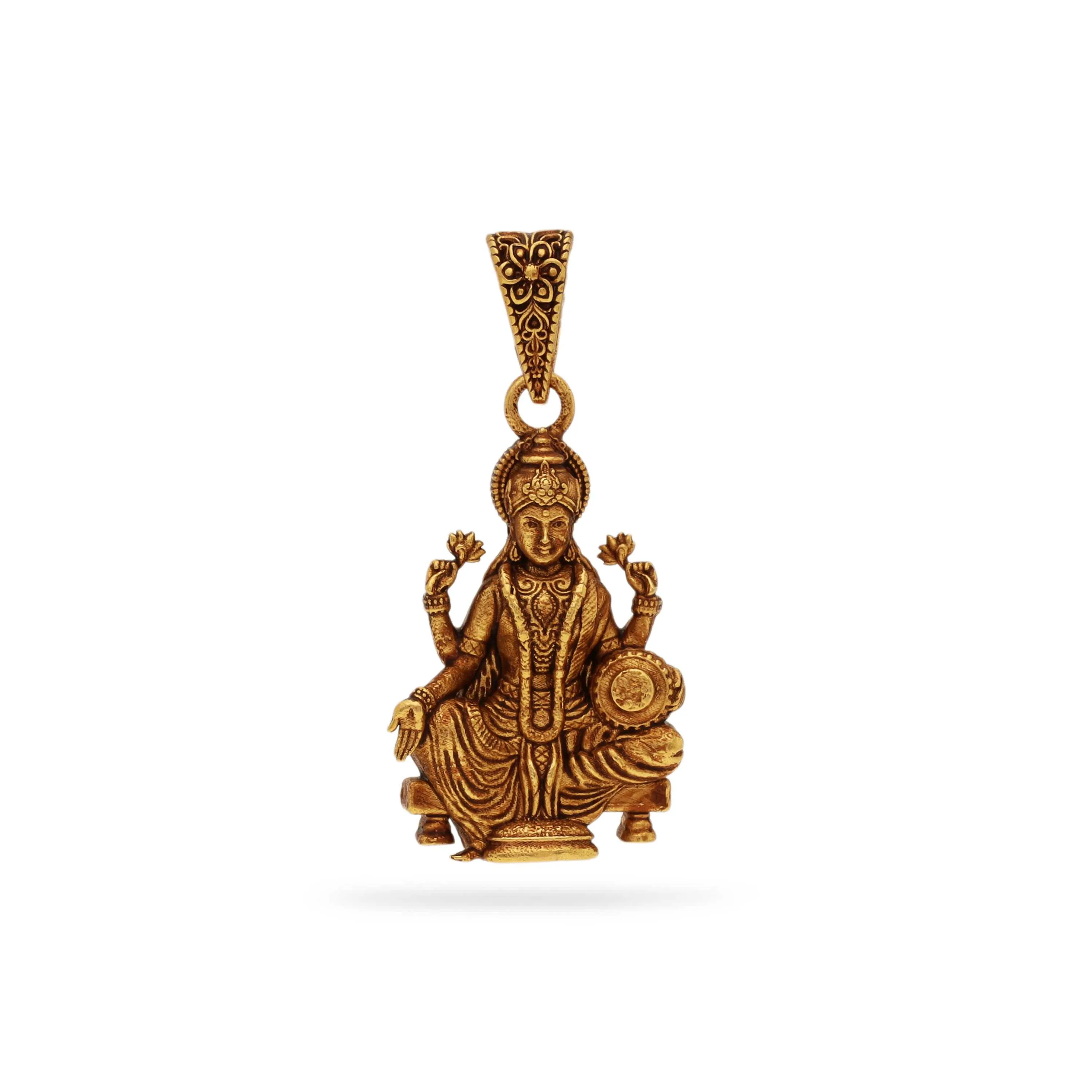 Classic Antique Finished Lakshmi Devi 22KT Gold Locket