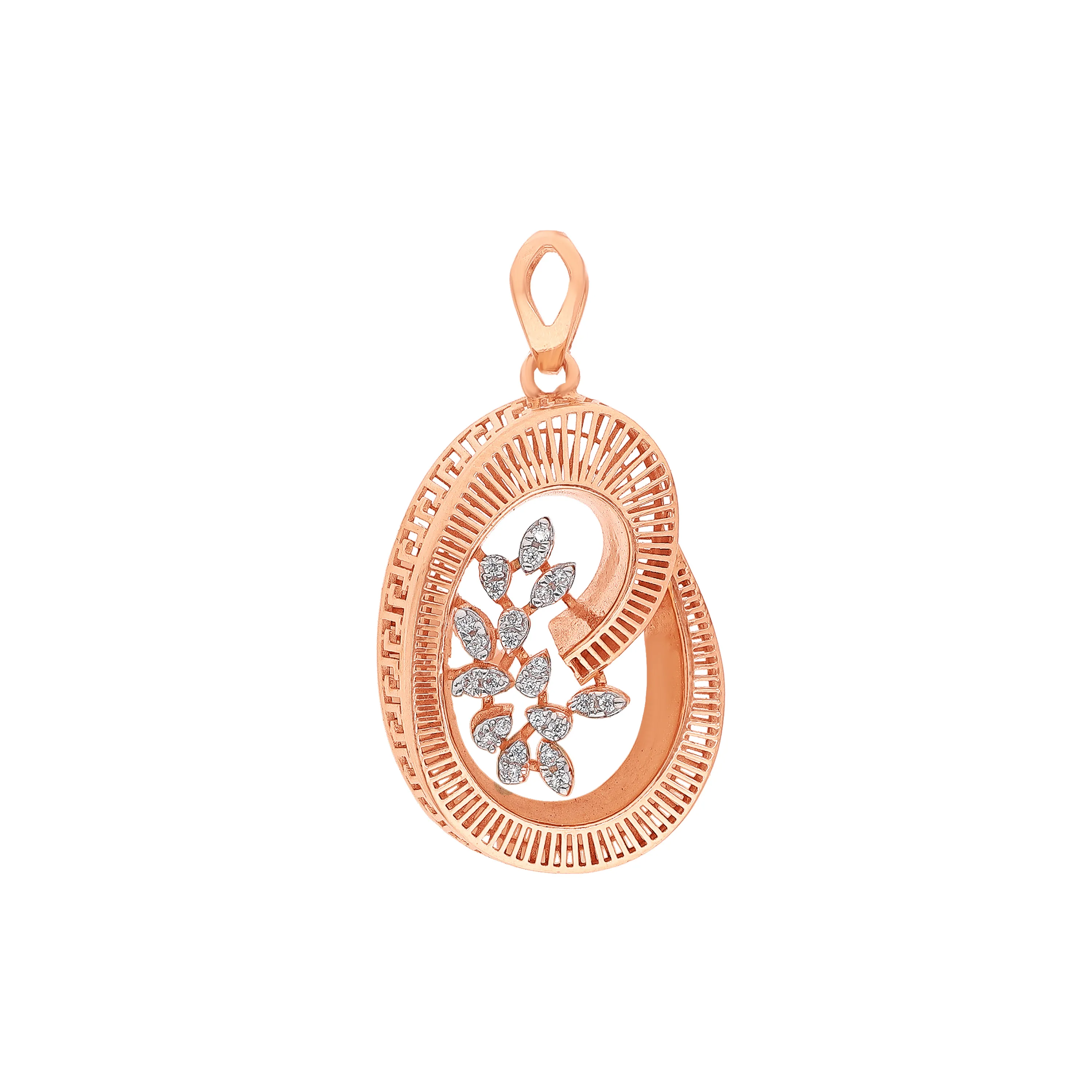 Studded & Detailed 18KT Rose Gold Pendant For Women