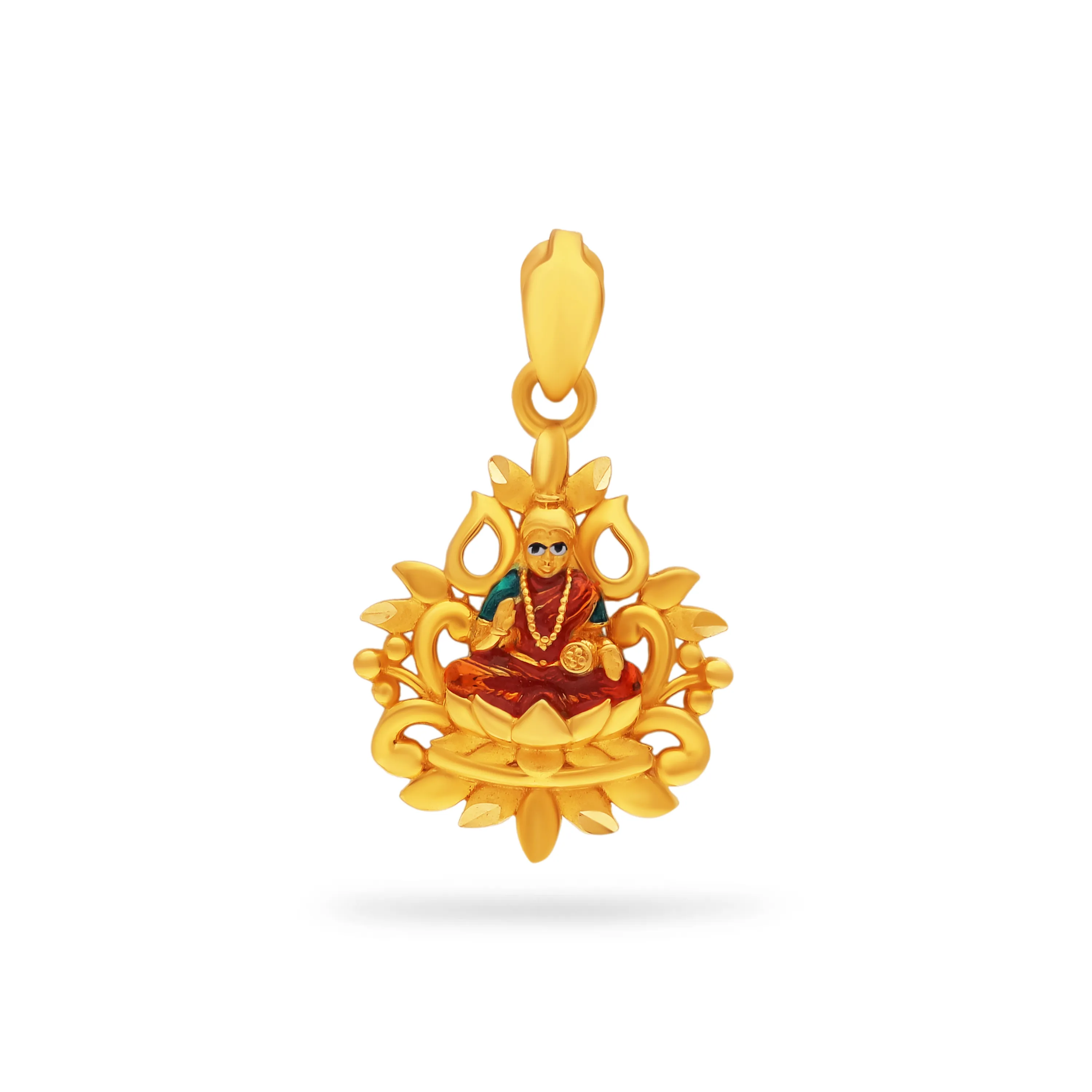 Finely Detailed 22KT Gold Lakshmi Pendant For Women