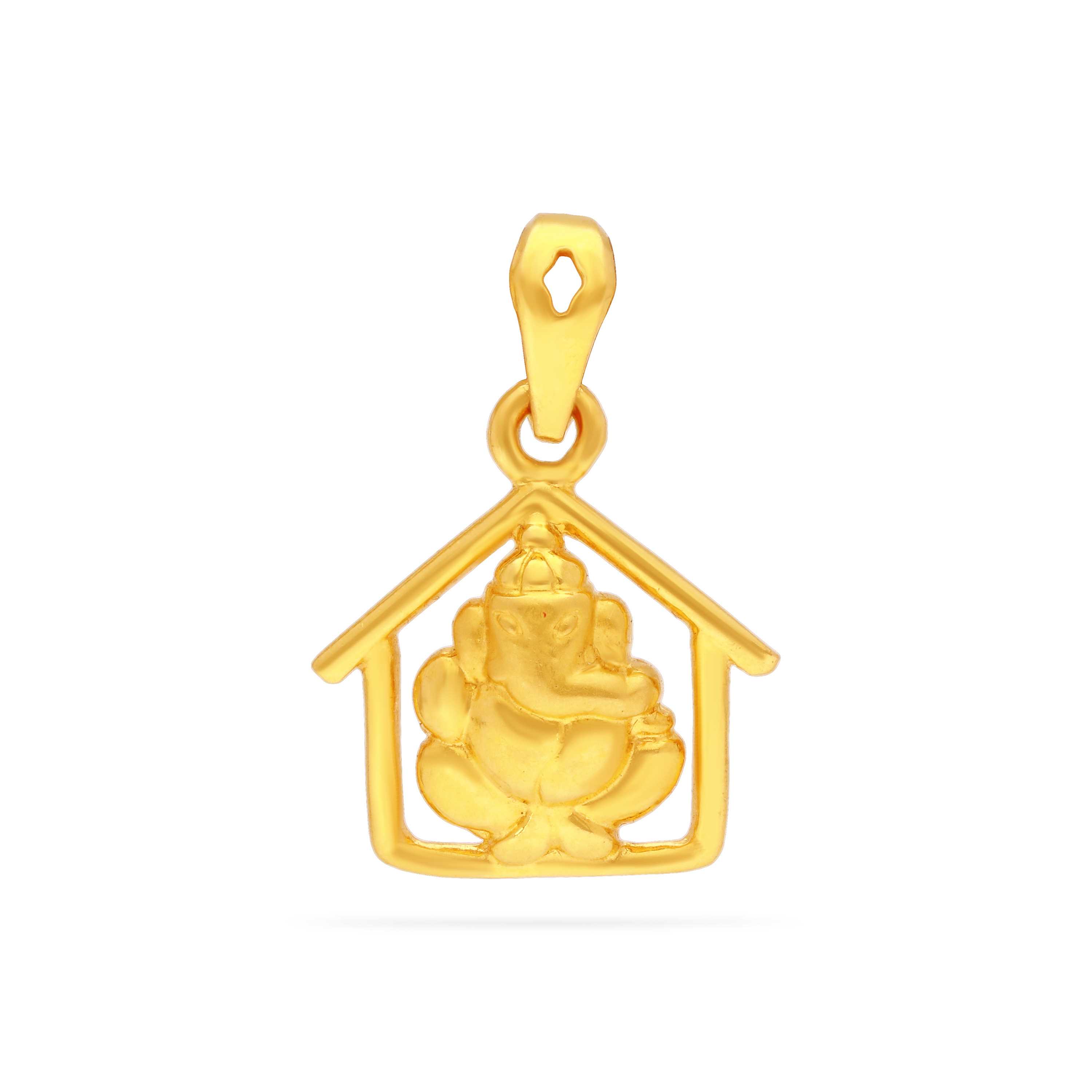 Classic Matte Finished Lord Ganesha 22KT Gold Locket For Men