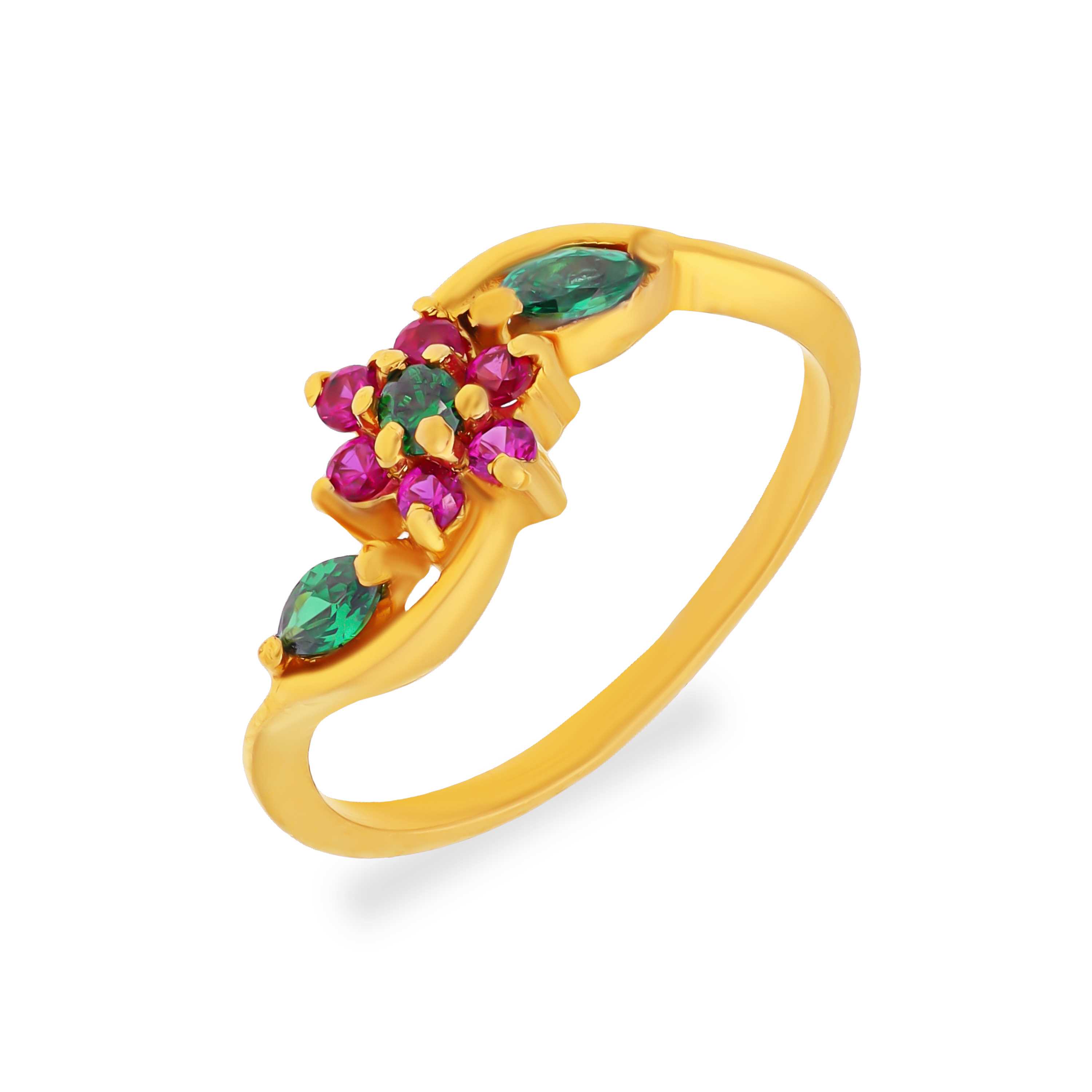 Traditionally Crafted And Studded 22KT Gold Ring For Women