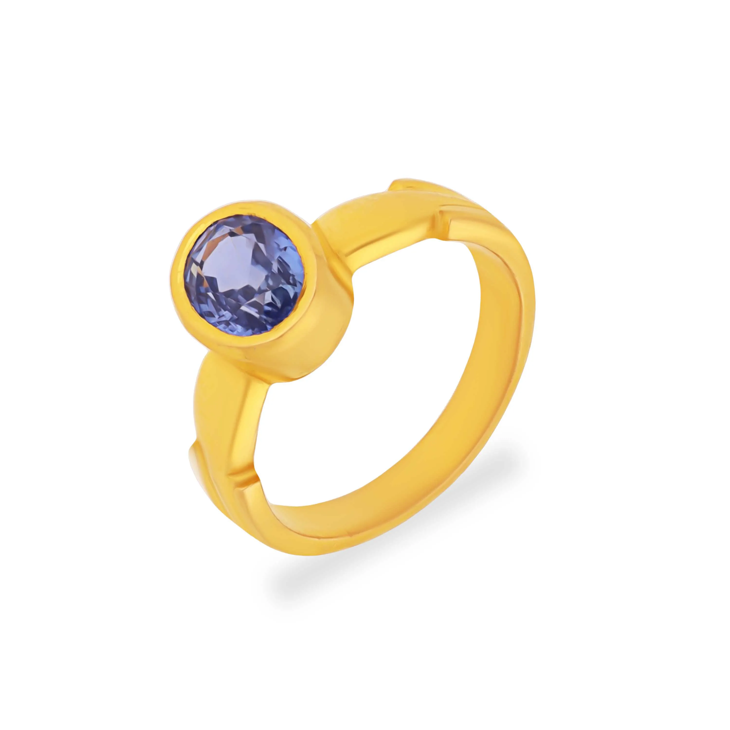 Traditionally Crafted And Blue Sapphire Studded 22KT Gold Birth Stone Ring  For Women