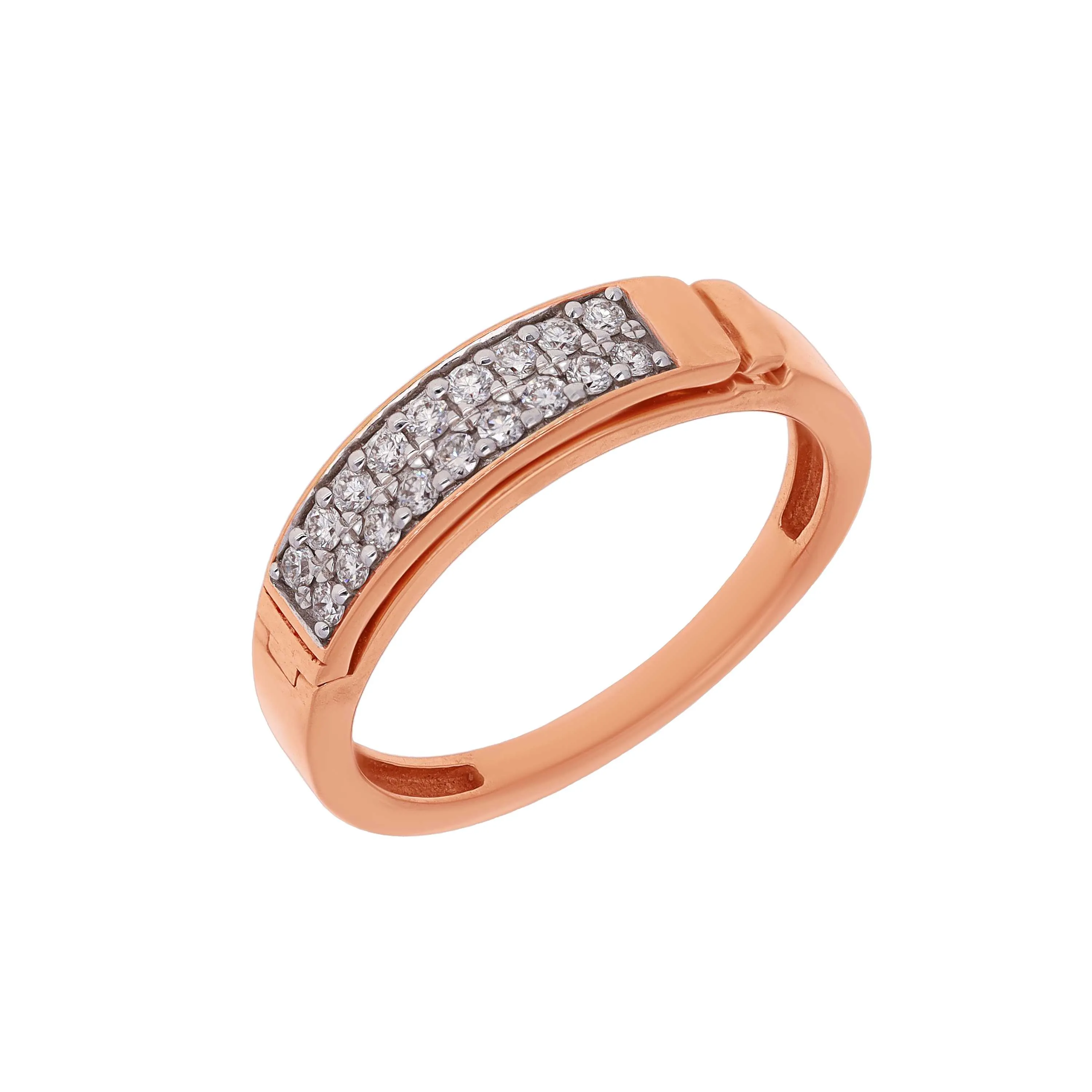 Glamorously Detailed And Diamond Studded 18KT Rose Gold Ring