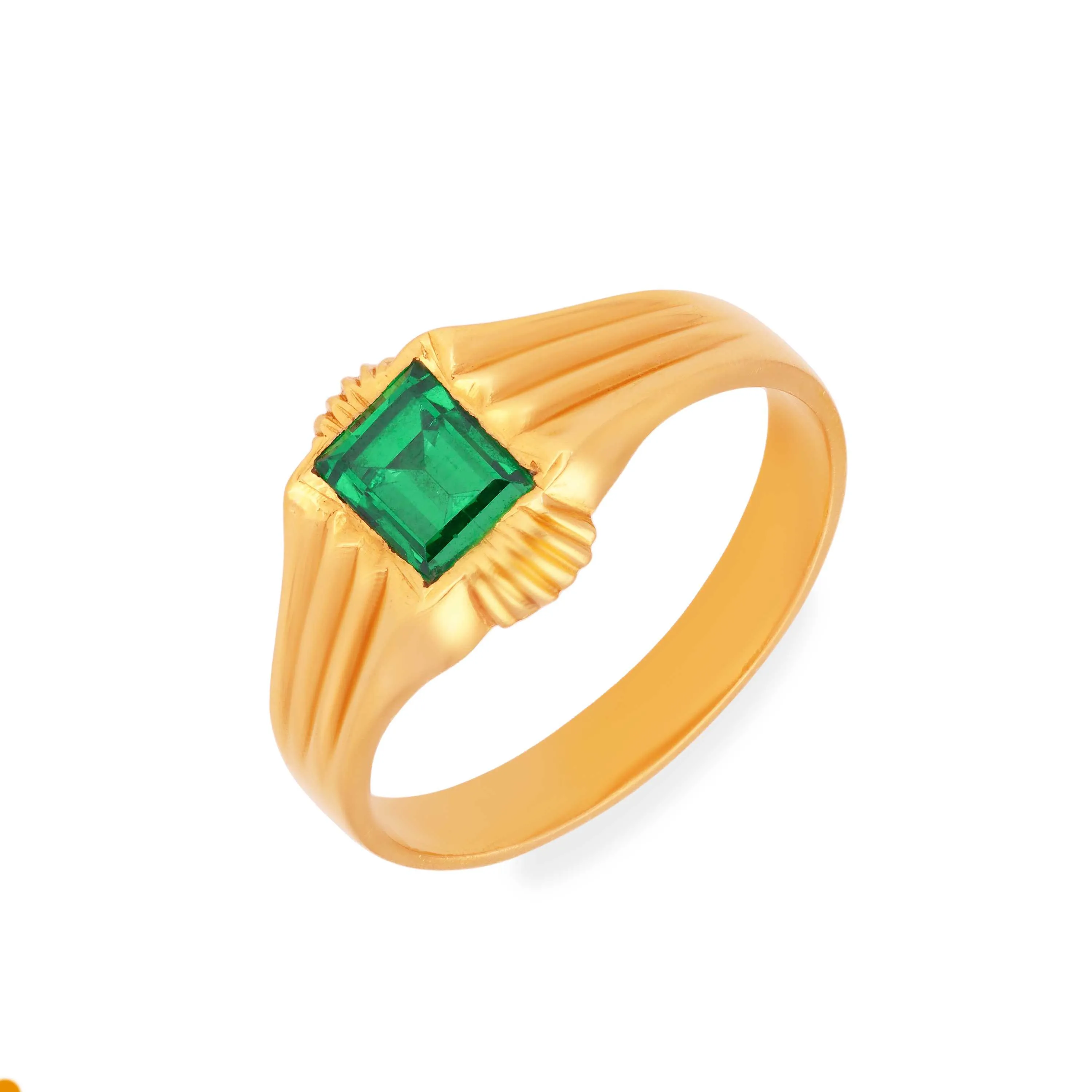 One Of Its Kind Finely Detailed 22KT Gold Single Stone Ring
