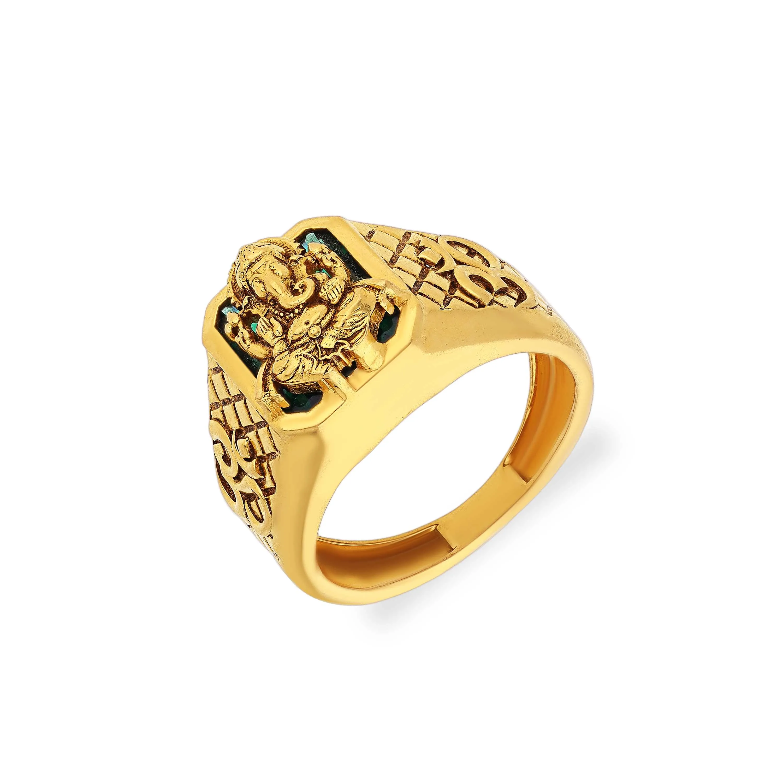 Antique Finished And Detailed 22KT Gold Ganesha Ring