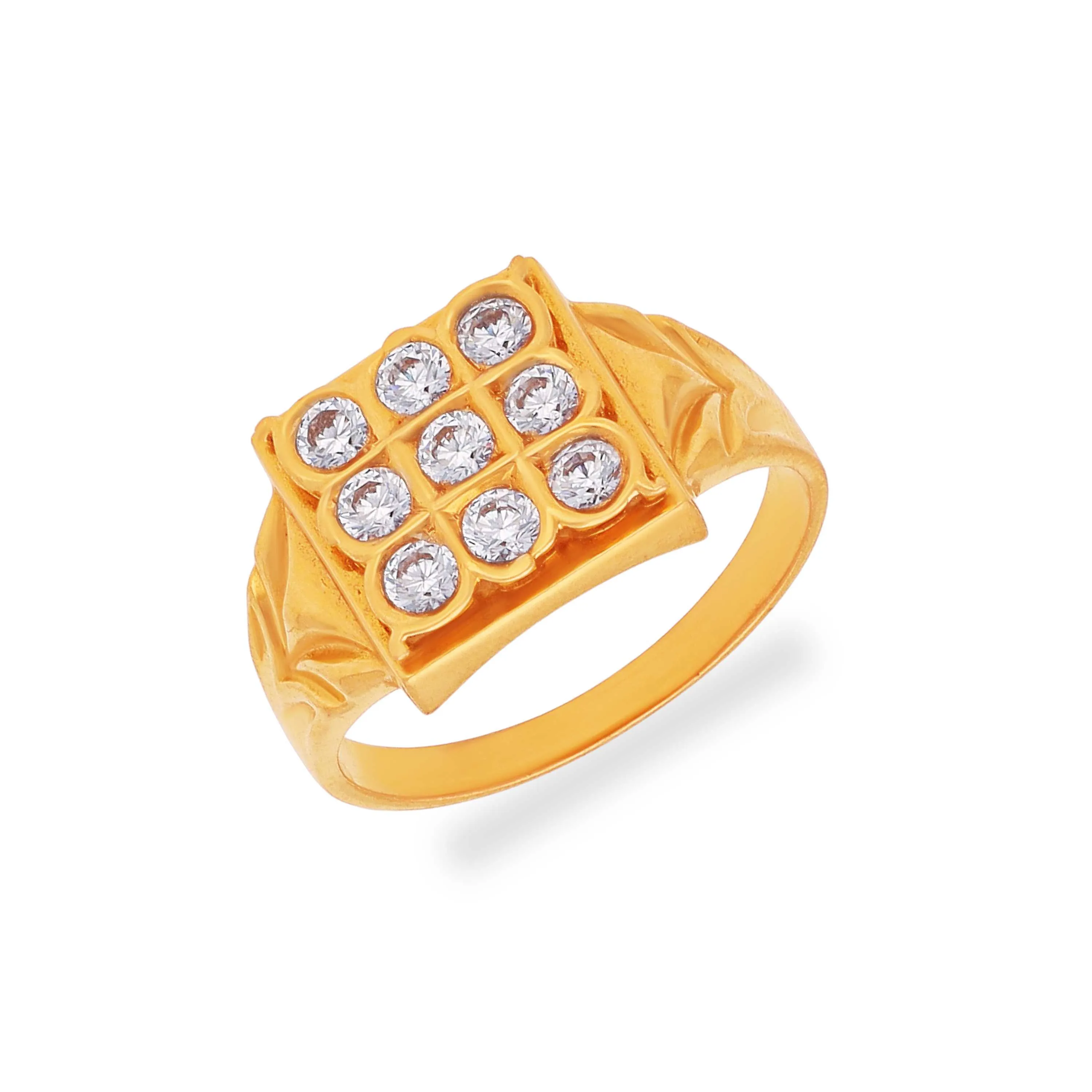 Colse Setting Gorgeously Detailed And Studded 22KT Gold Close Setting Ring For Men