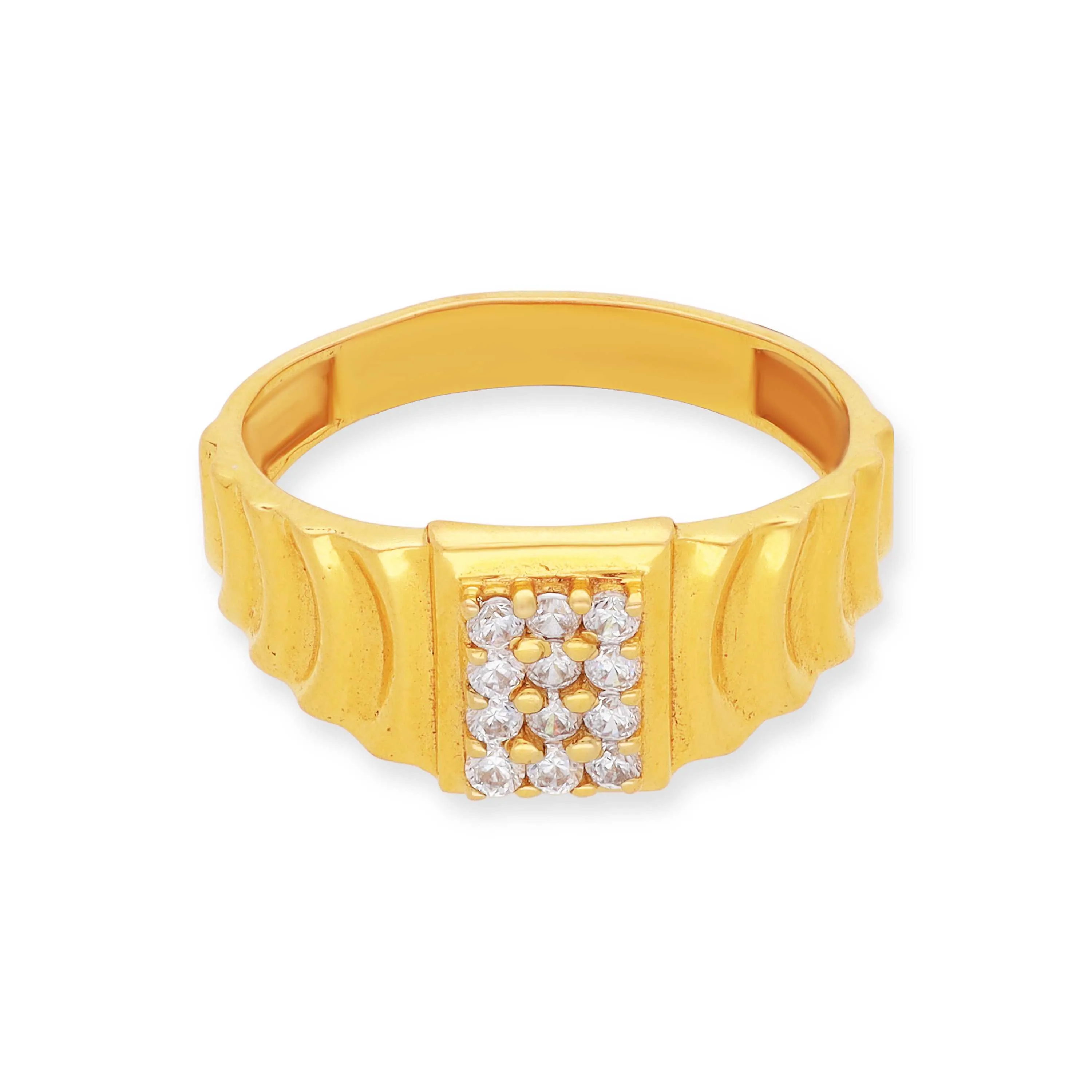 Gorgeously Detailed And Studded 22KT Gold Ring For Men