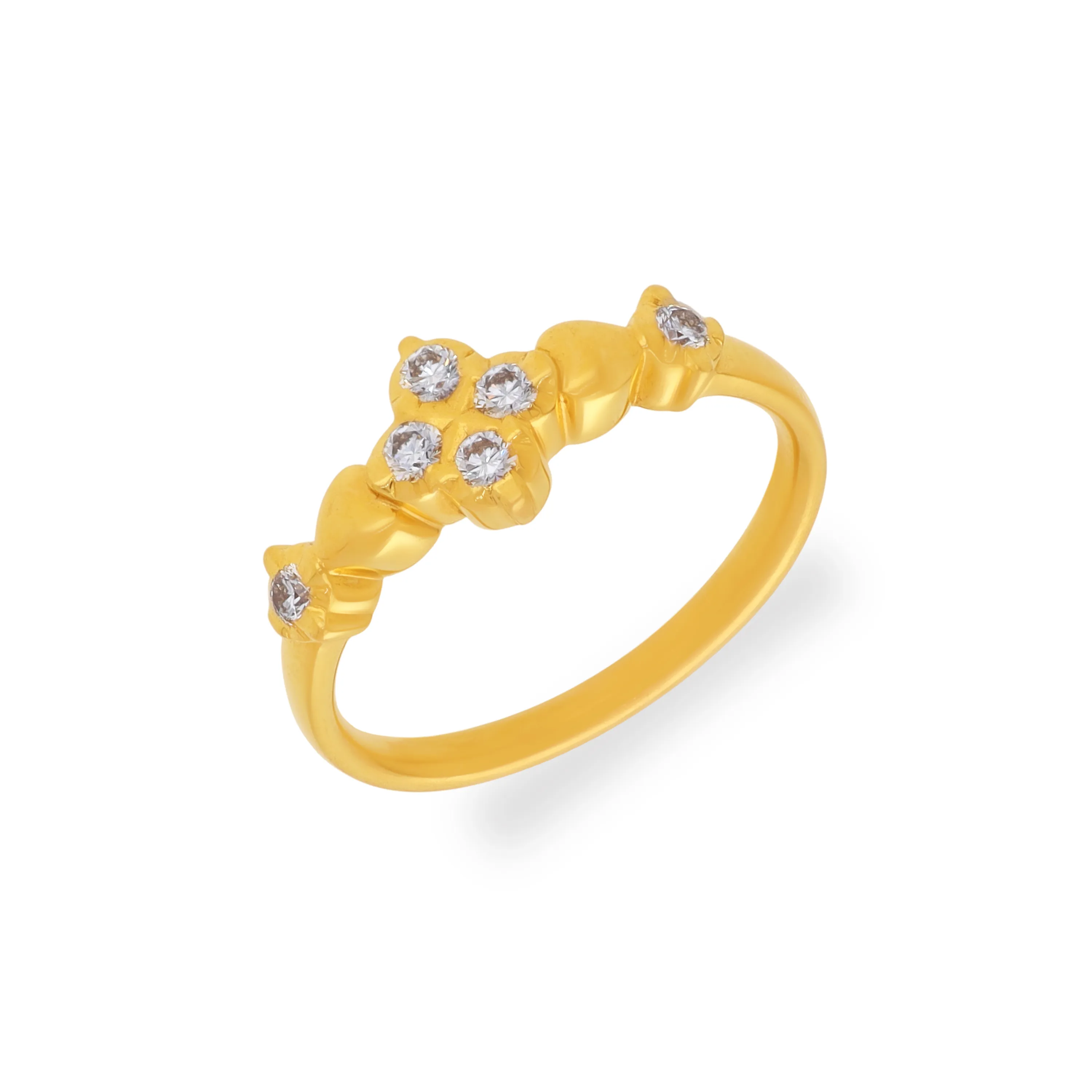 Colse Setting Traditionally Crafted And Diamond Studded 22KT Gold Close Setting Ring