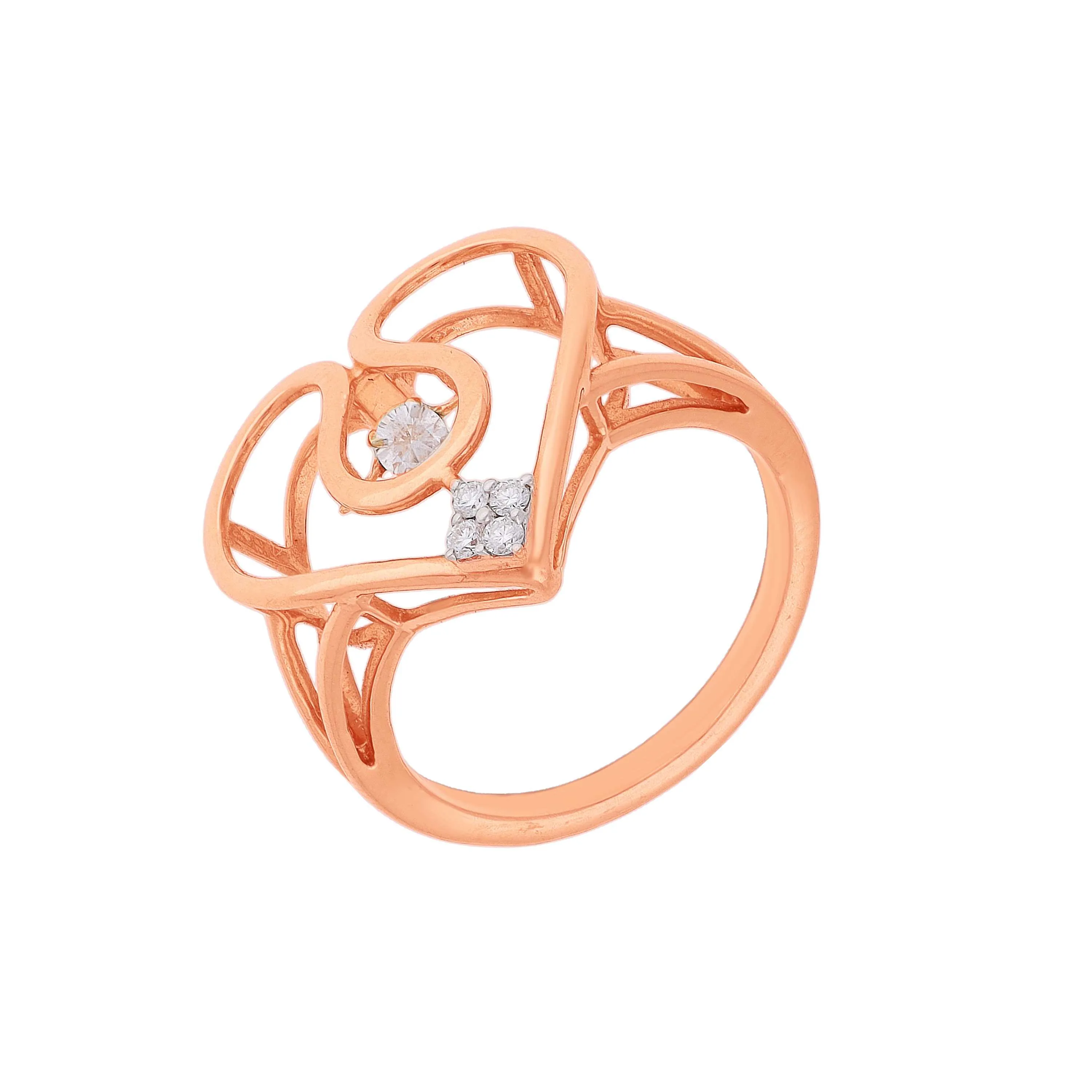 Glamorously Detailed And Diamond Studded 18KT Rose Gold Ring