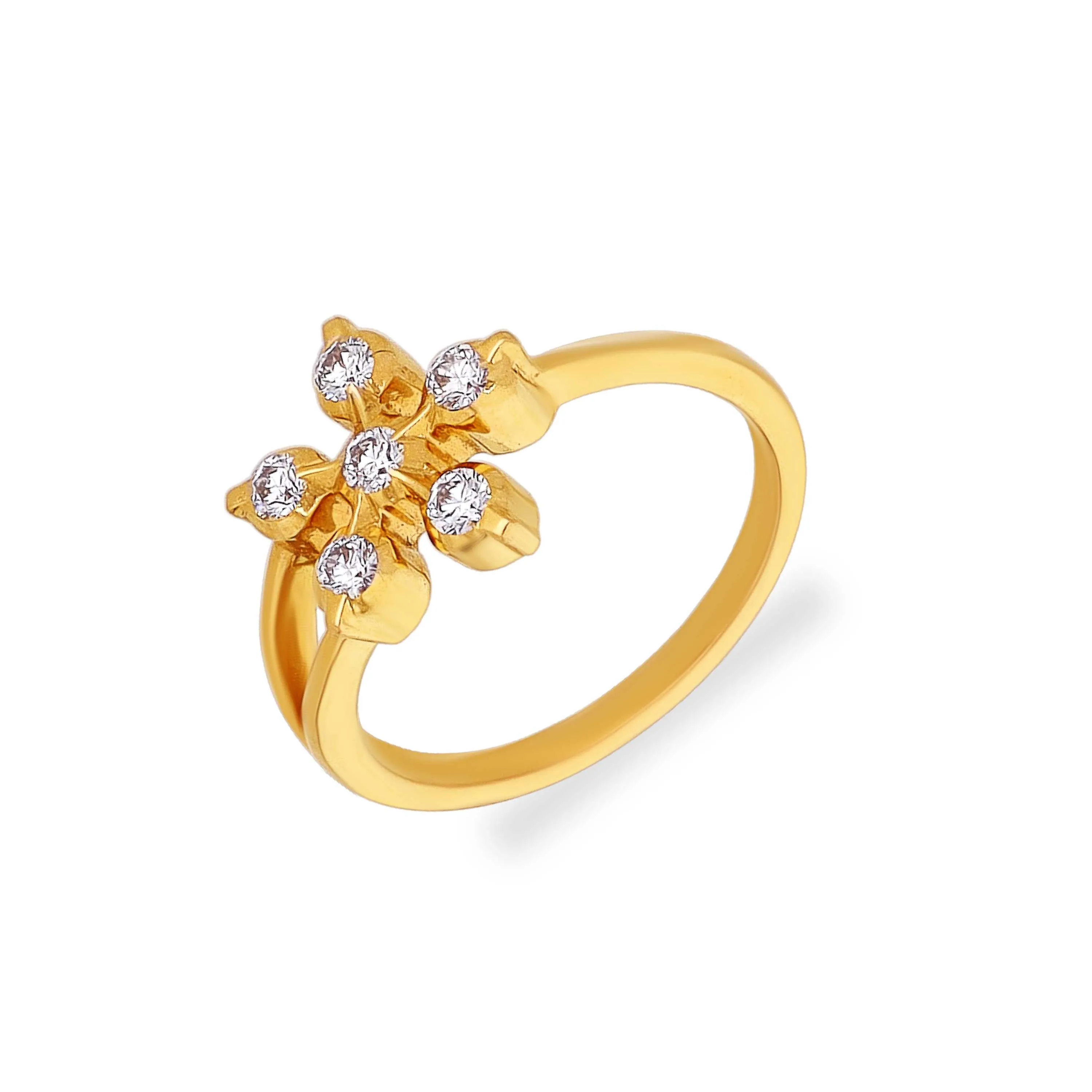 Traditionally Crafted And Diamond Studded 22KT Gold Close Setting Ring
