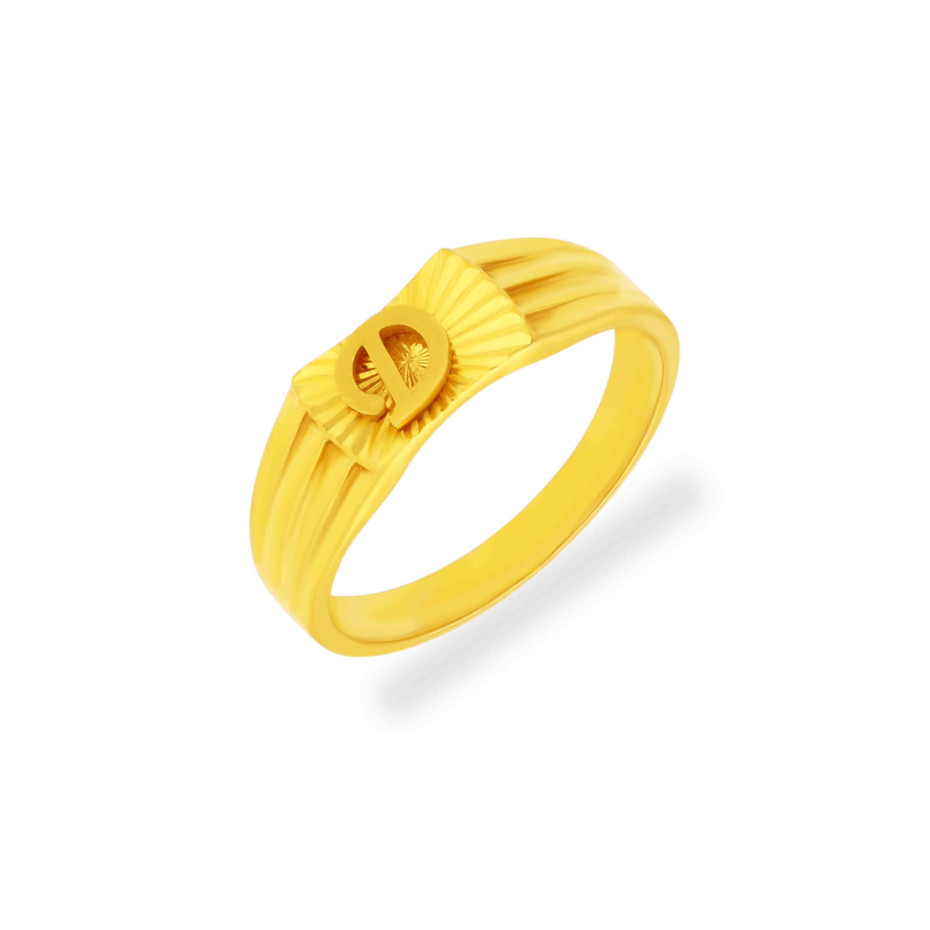 Classic Matte Finished Alphabet D 22KT Gold Ring For Men