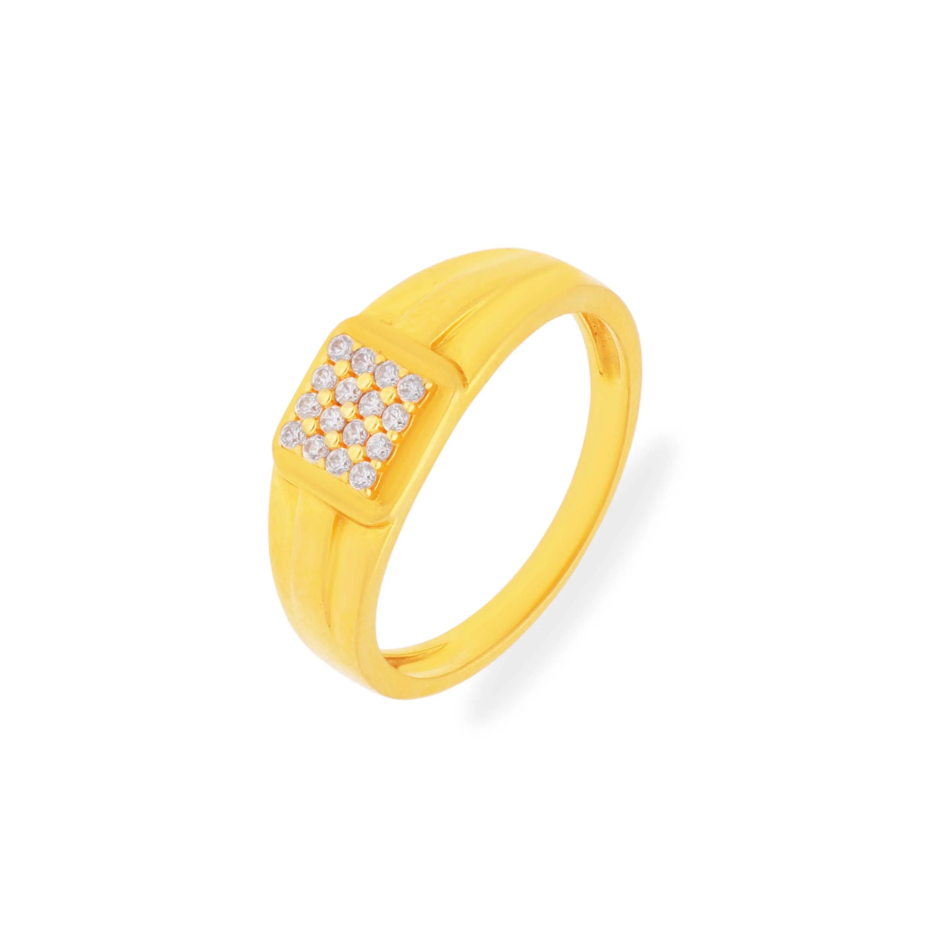 Premium Matte Finished And Studded 22KT Gold Ring For Men