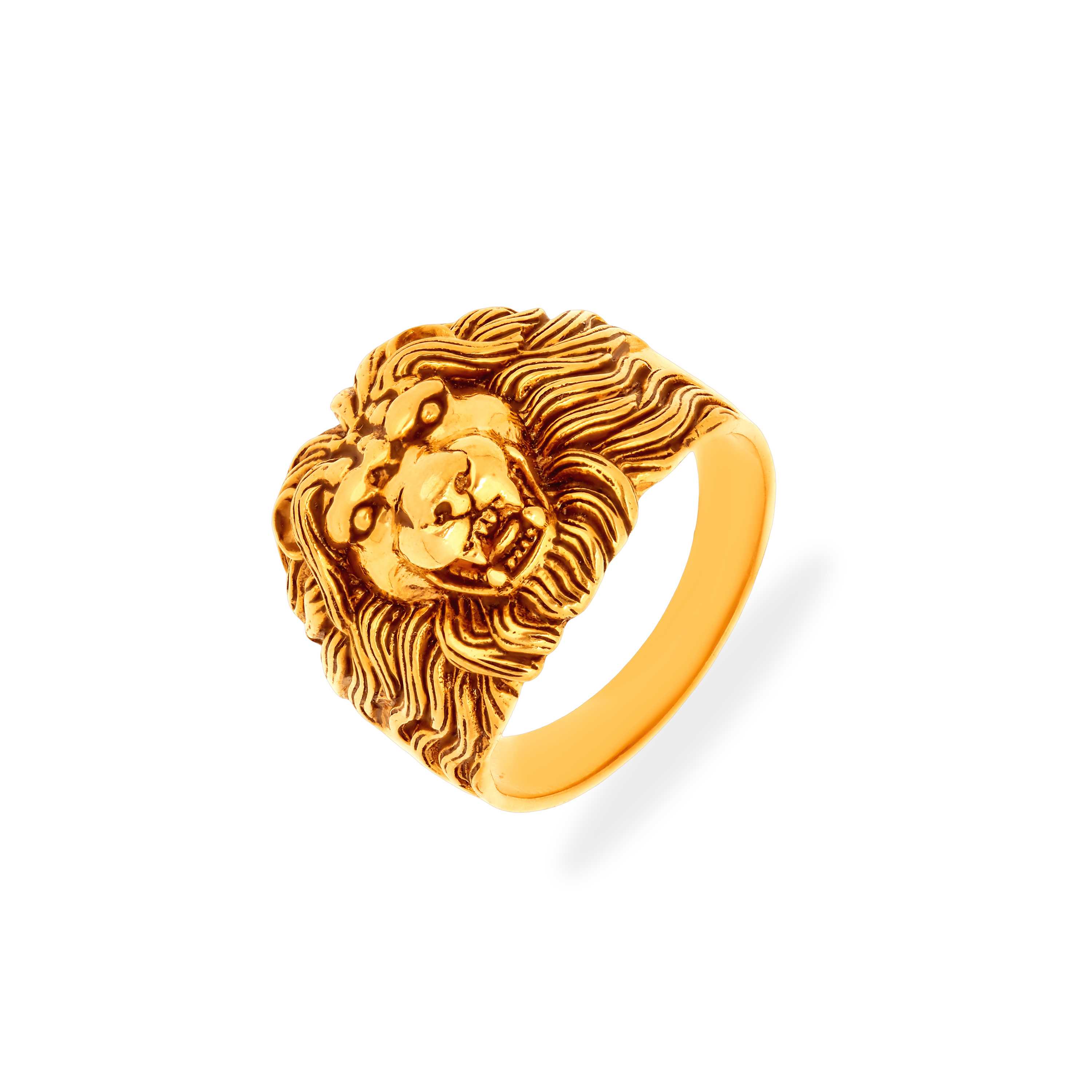 Mens Rings Lion Shaped Gold Ring Classic Antique Finished Lion