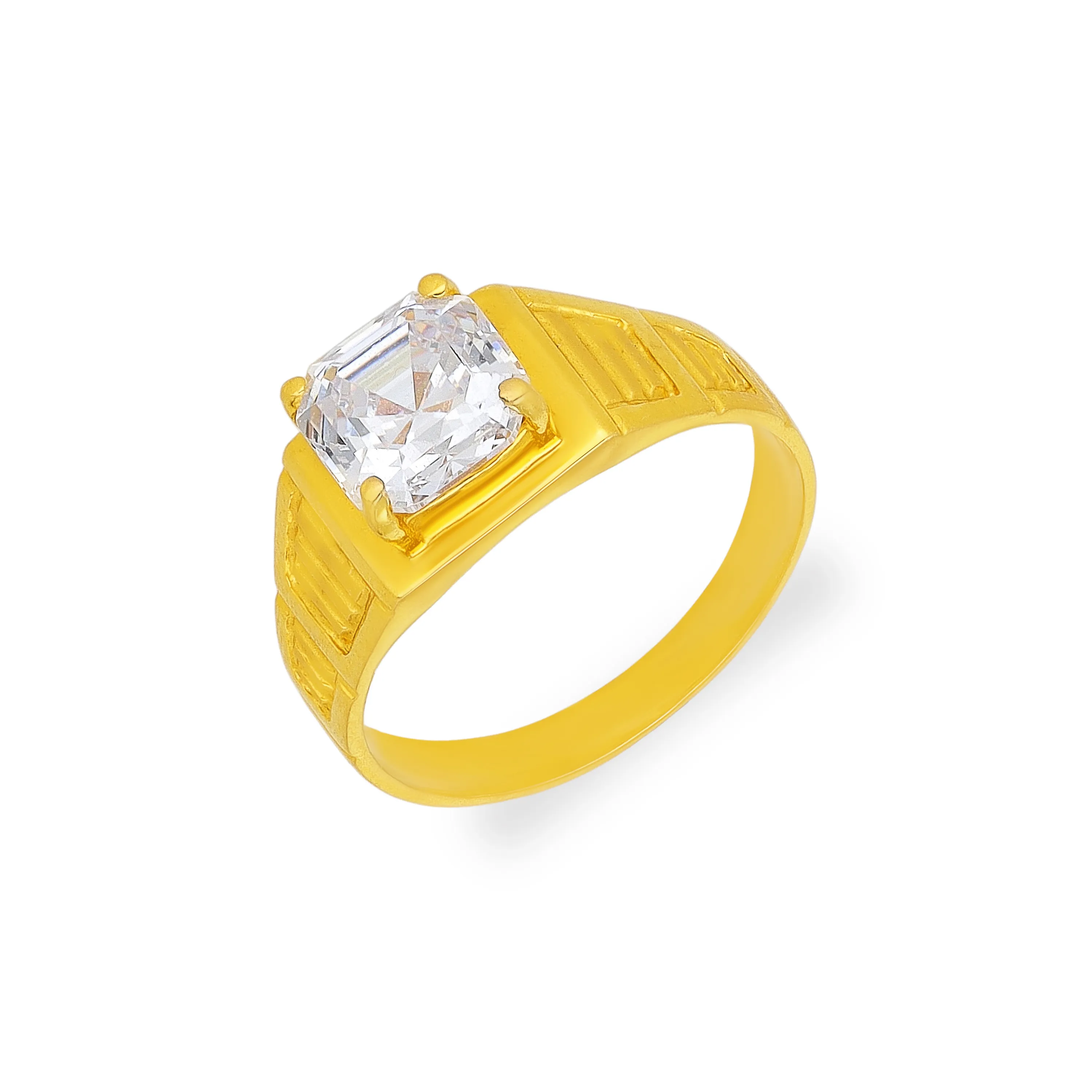 Studded And Detailed 22KT Gold Ring For Men