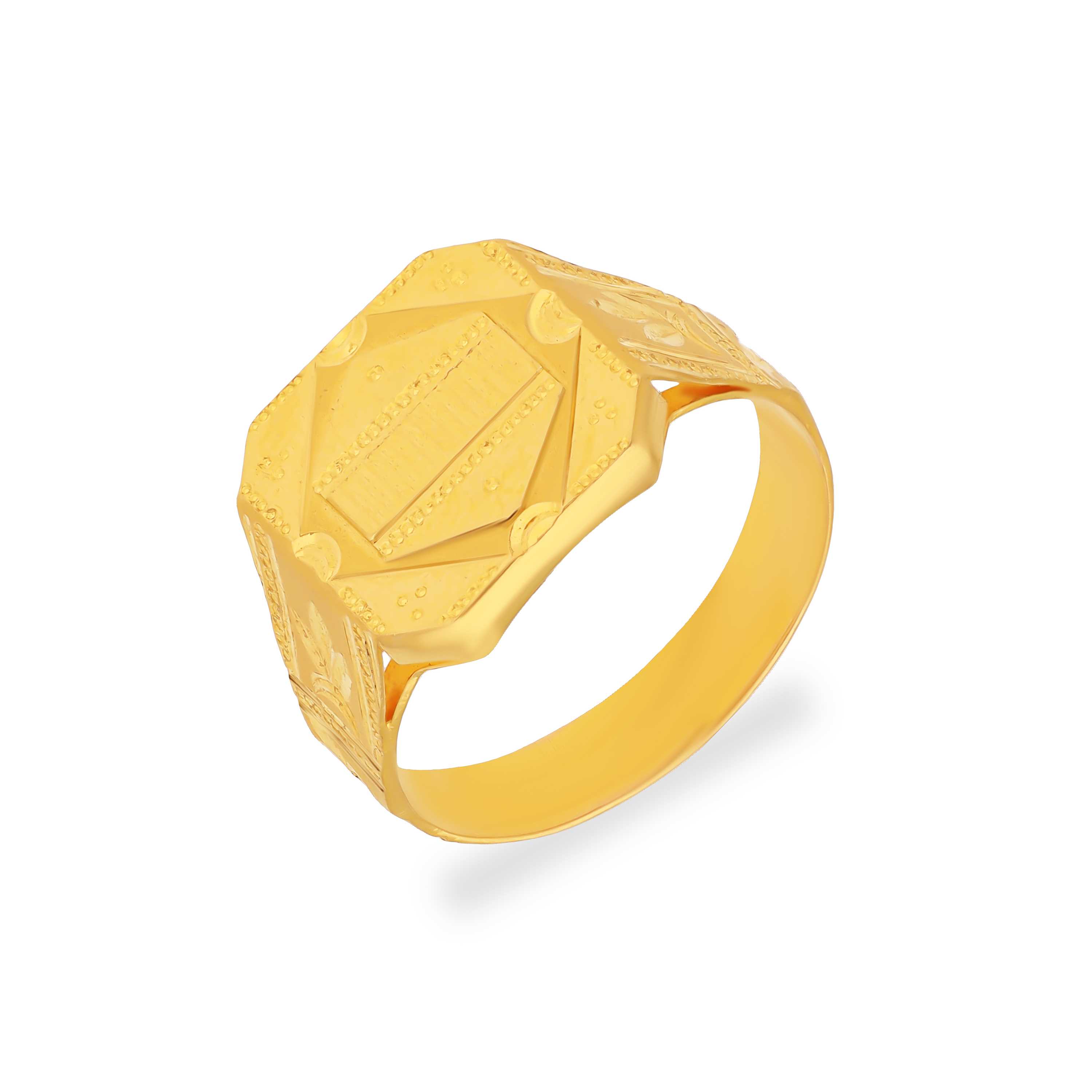 Classic Finely Detailed And Matte Finish 22KT Gold Ring For Men