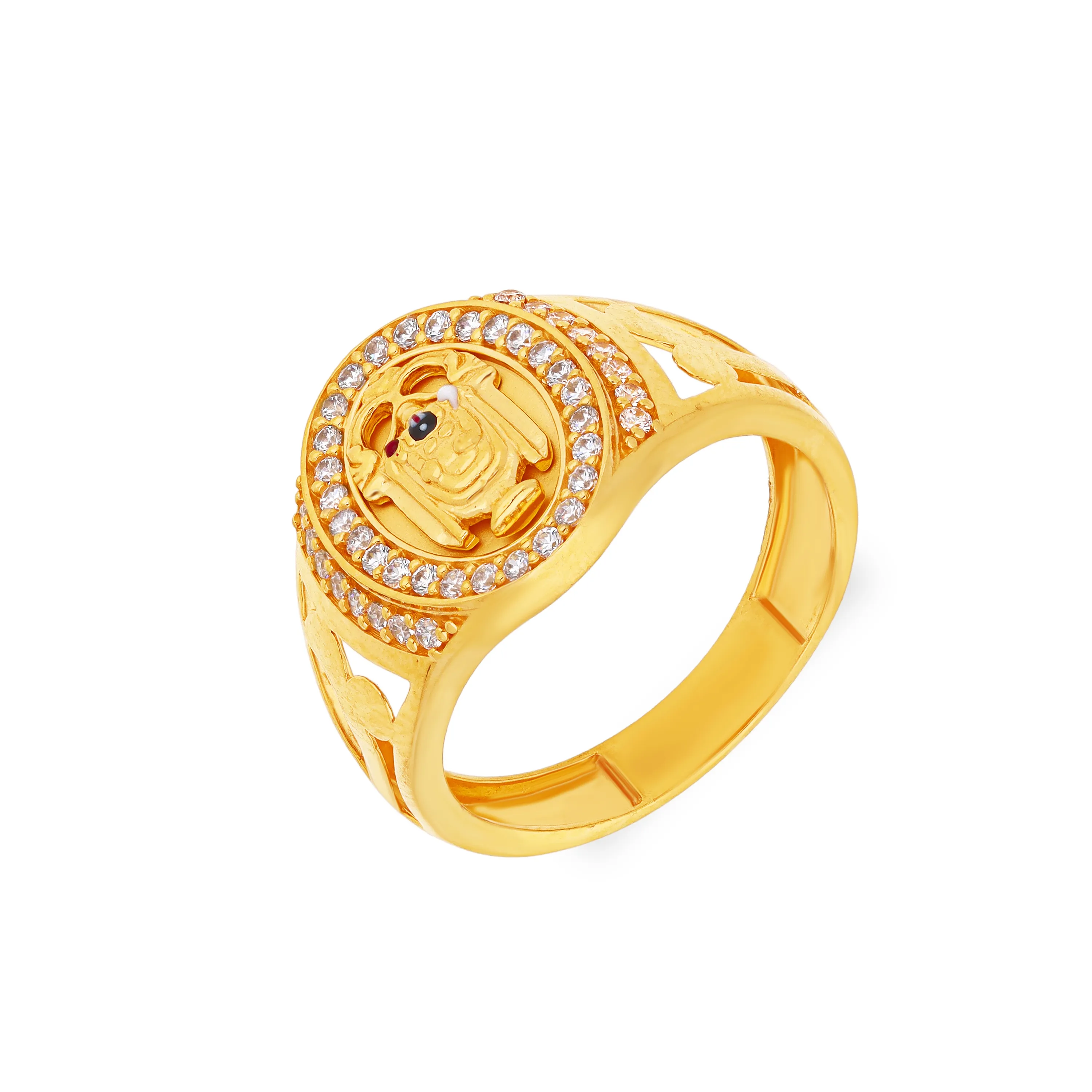 Enamel Worked And Detailed 22KT Gold Balaji Ring