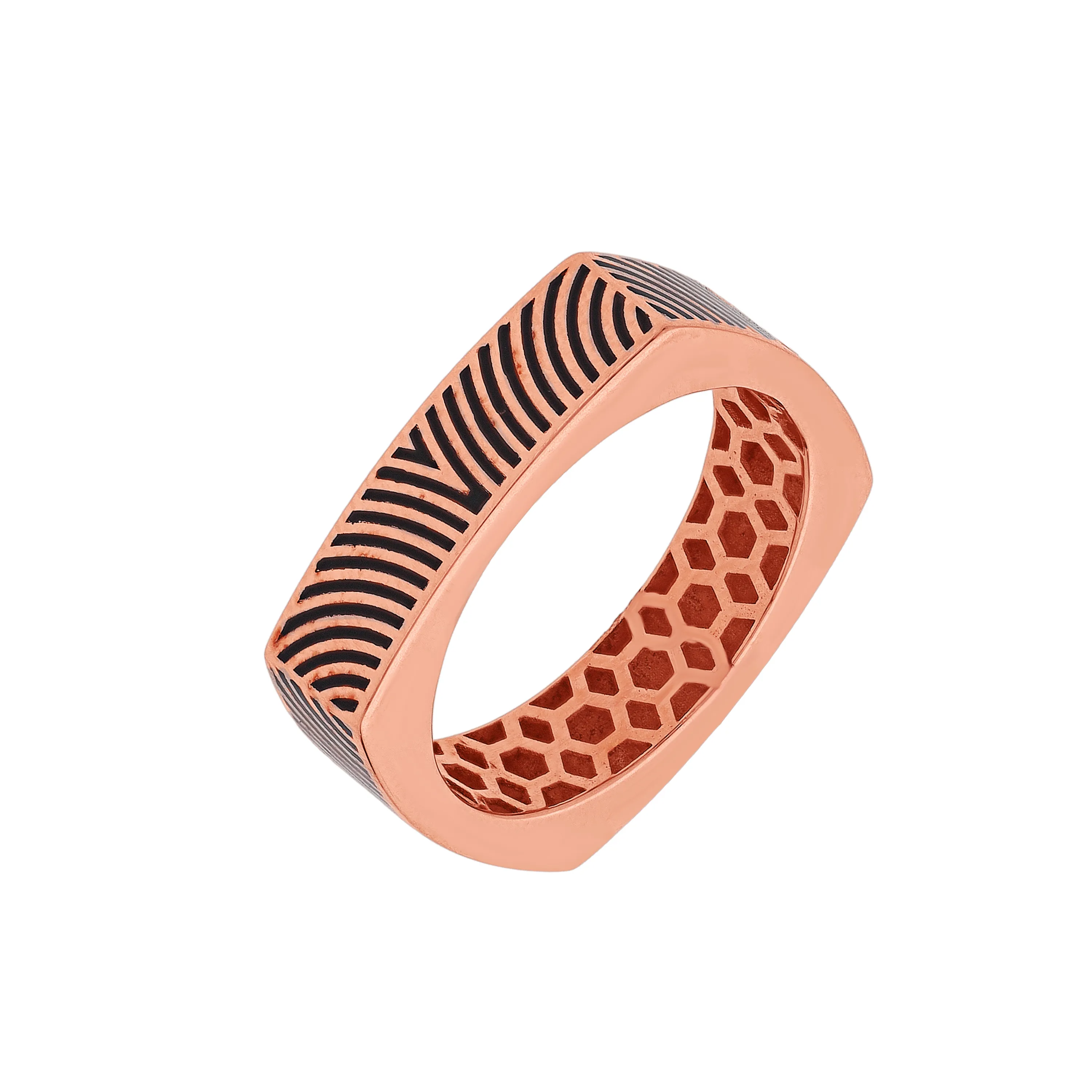 Classic Finely Detailed 18KT Rose Gold Ring For Men