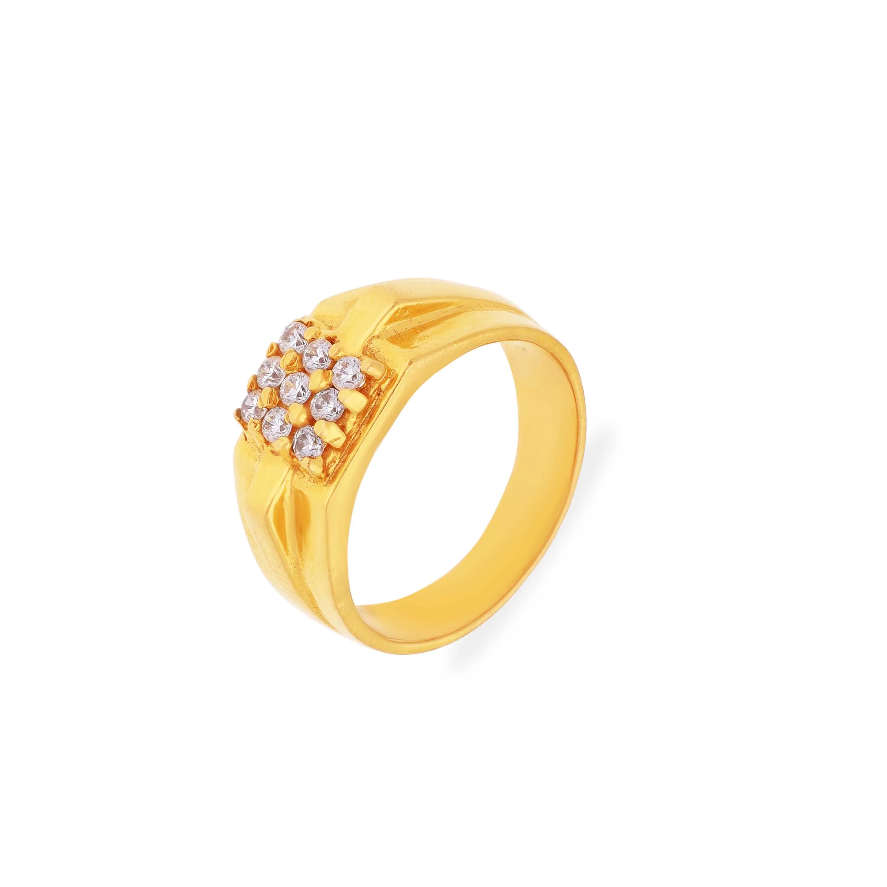 Premium Gorgeously Detailed And Studded 22KT Gold Ring For Men