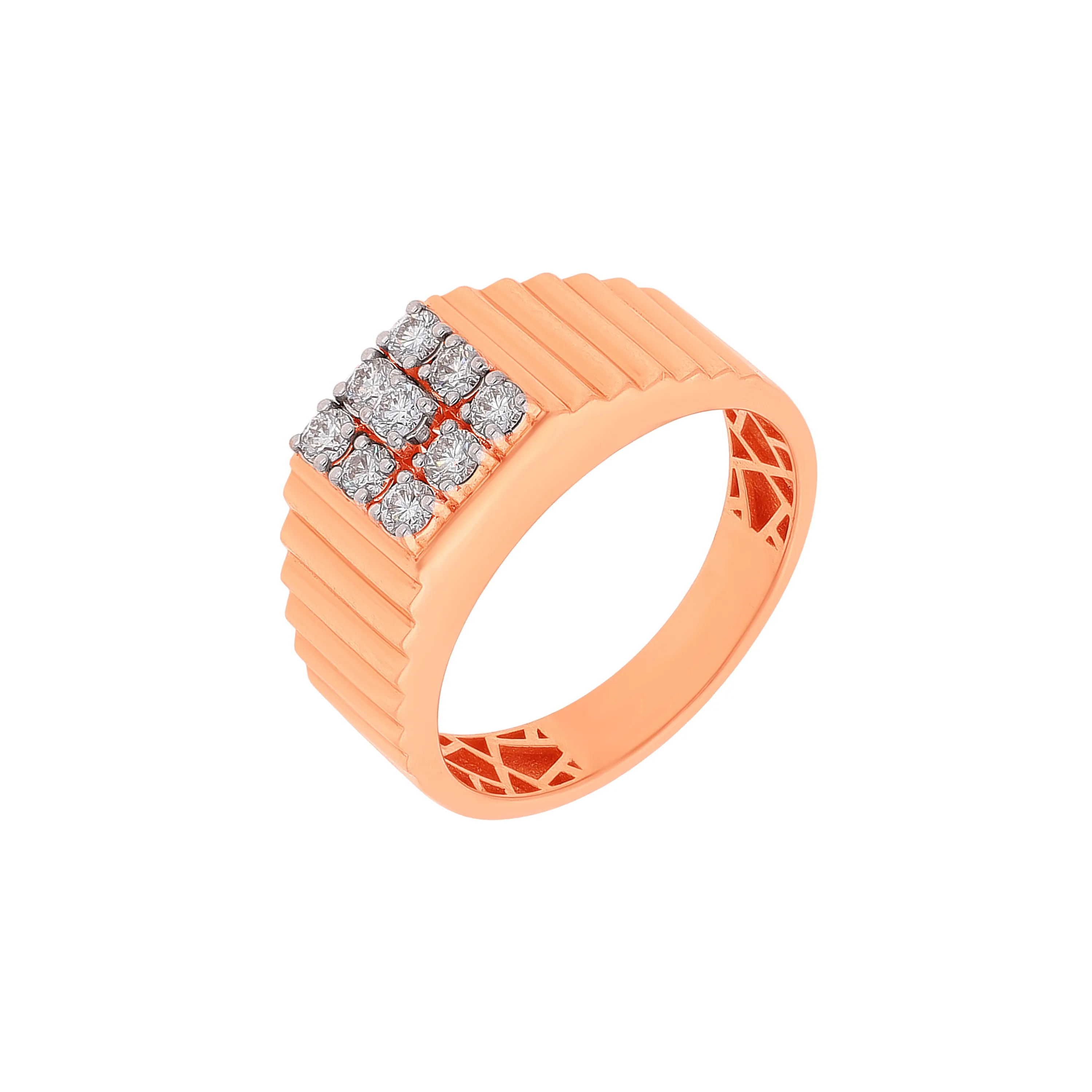 Charmingly Detailed And Diamond Studded 18KT Rose Gold Ring 
