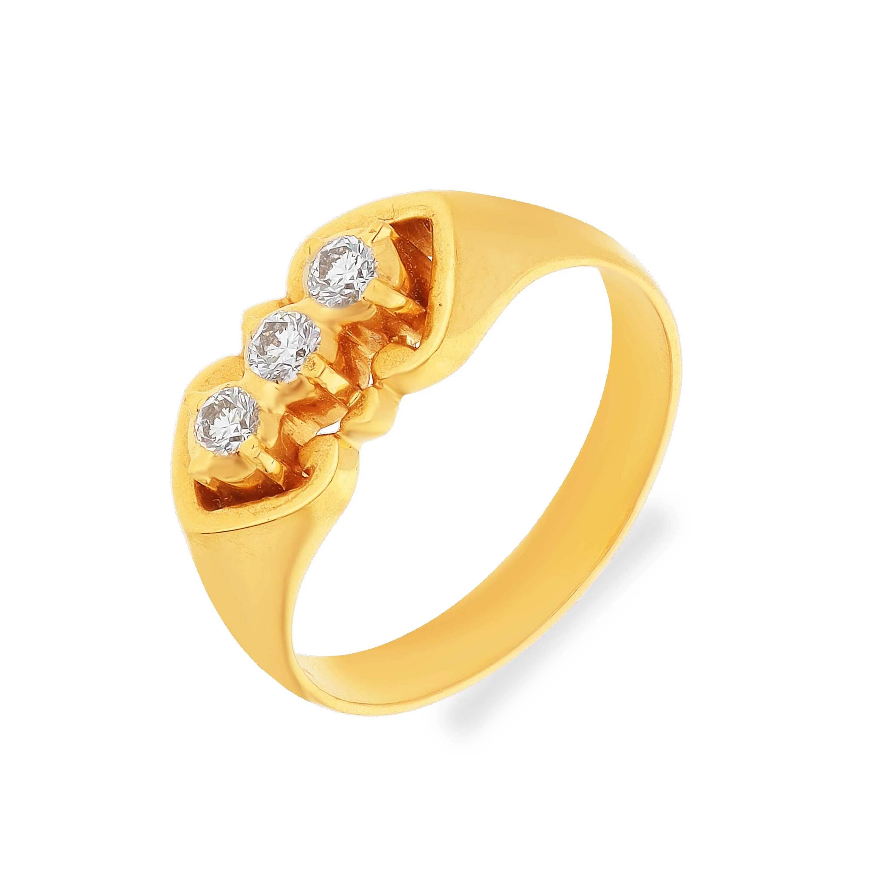 Traditionally Crafted And Diamond Studded 22KT Gold Close Setting Ring