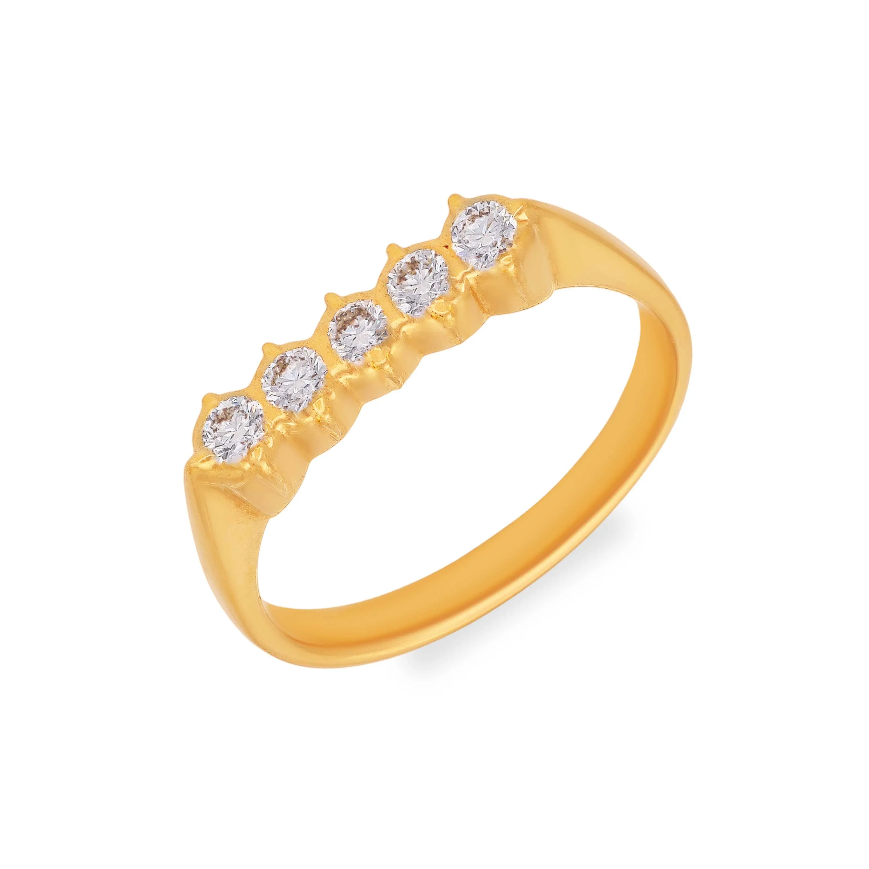 Traditionally Crafted And Diamond Studded 22KT Gold Close Setting Ring
