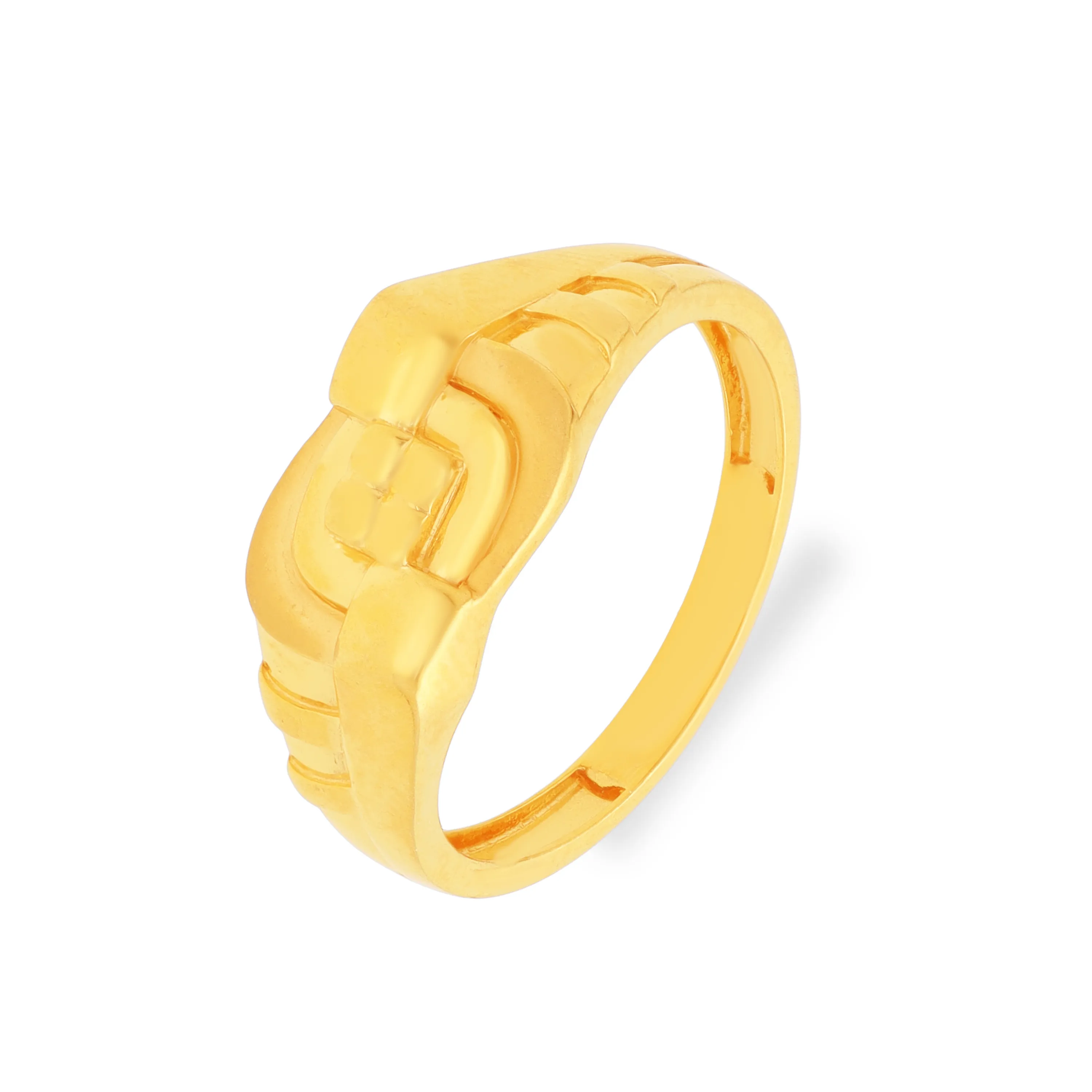Matte Finished And Detailed 22KT Gold Ring For Men