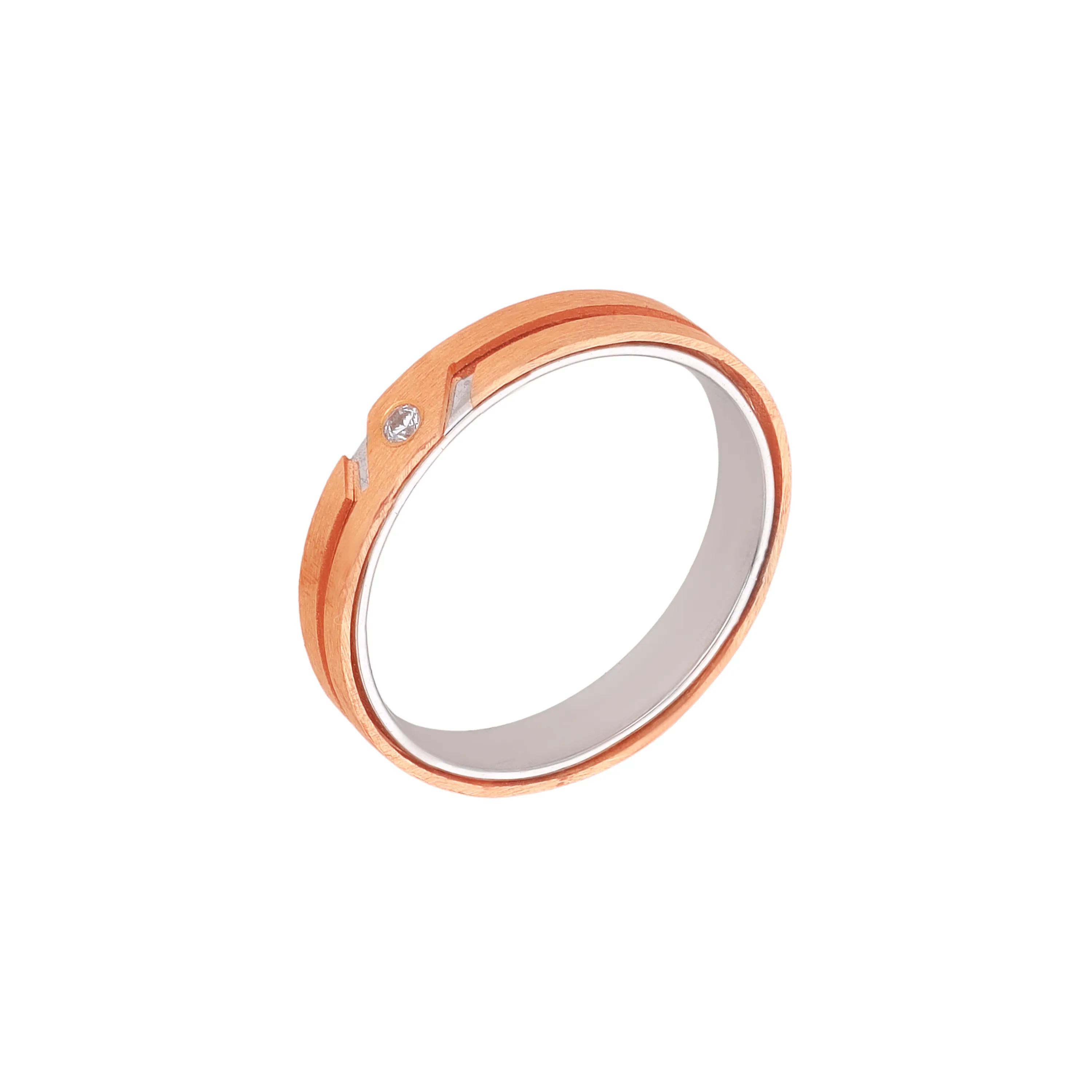 Matte Finished & Studded 18KT Rose Gold Ring For Women