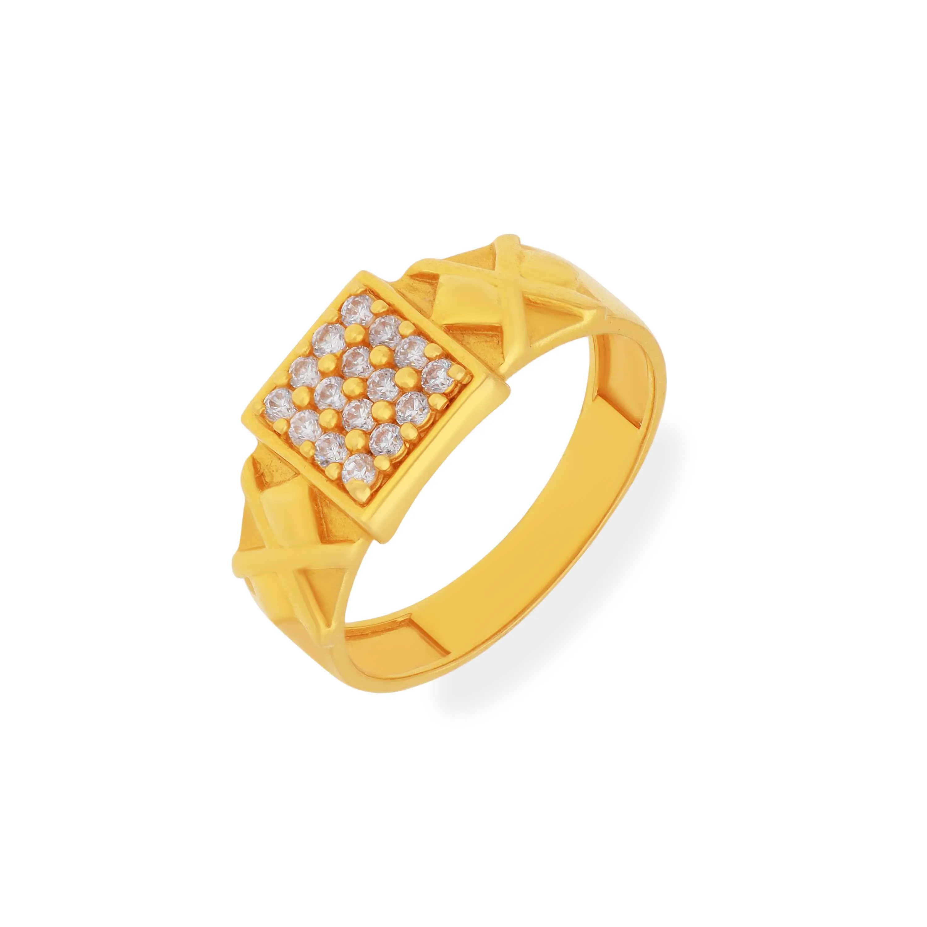 Charmingly Detailed And Studded 22KT Gold Ring For Men