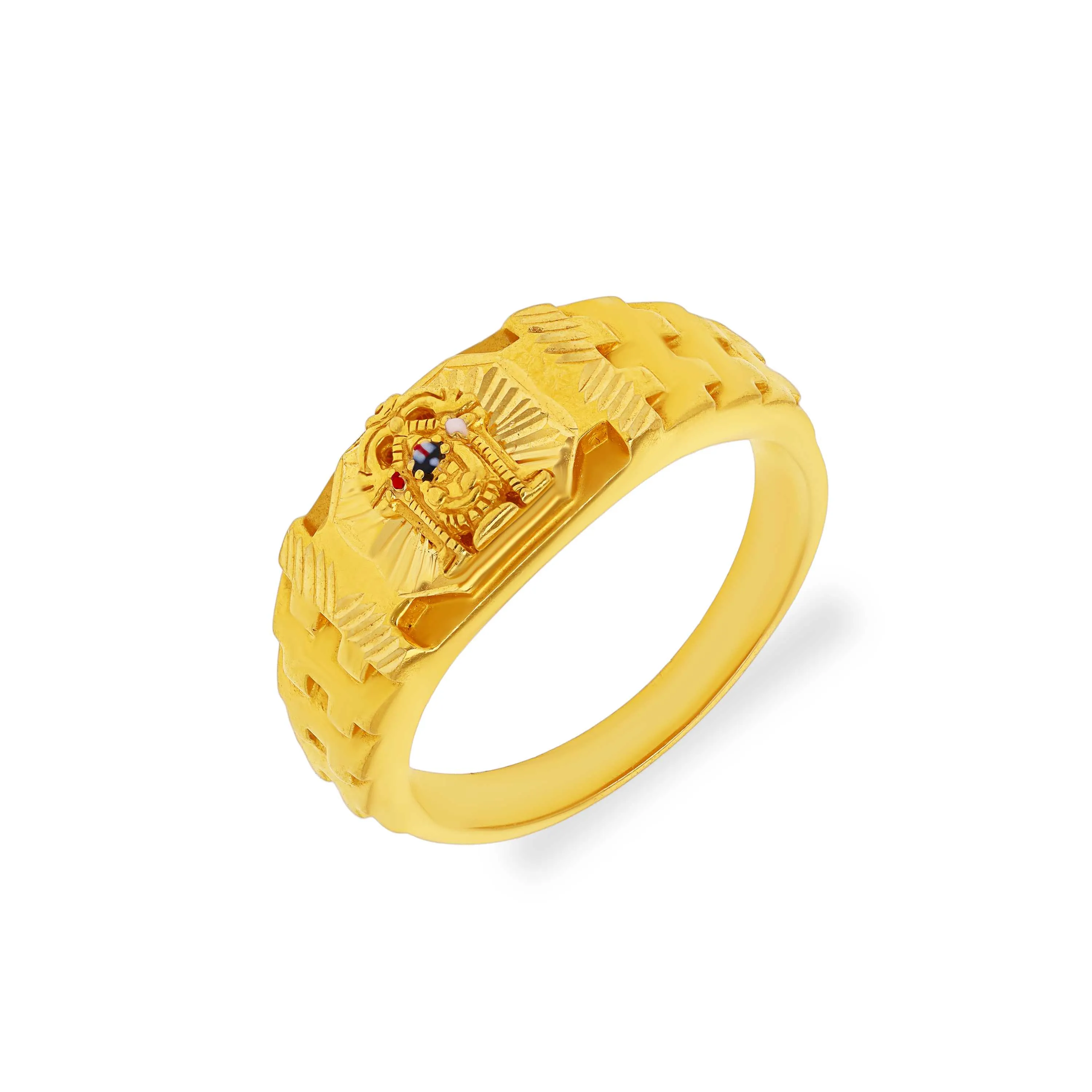 Finely Detailed And Crafted 22KT Gold Lord Balaji Ring For Men