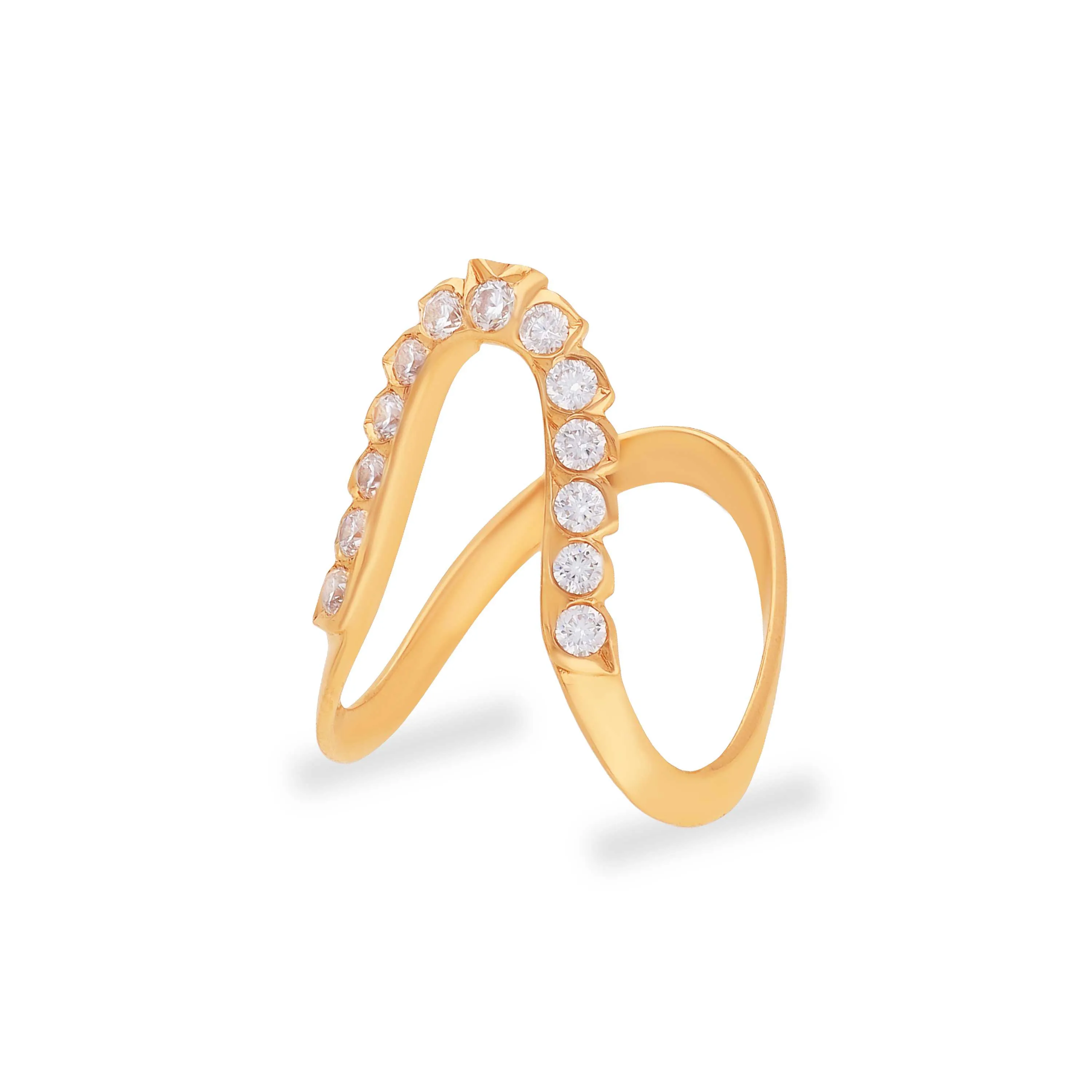 Classic Finely Detailed And Studded 22KT Gold Vanki Pattern Ring