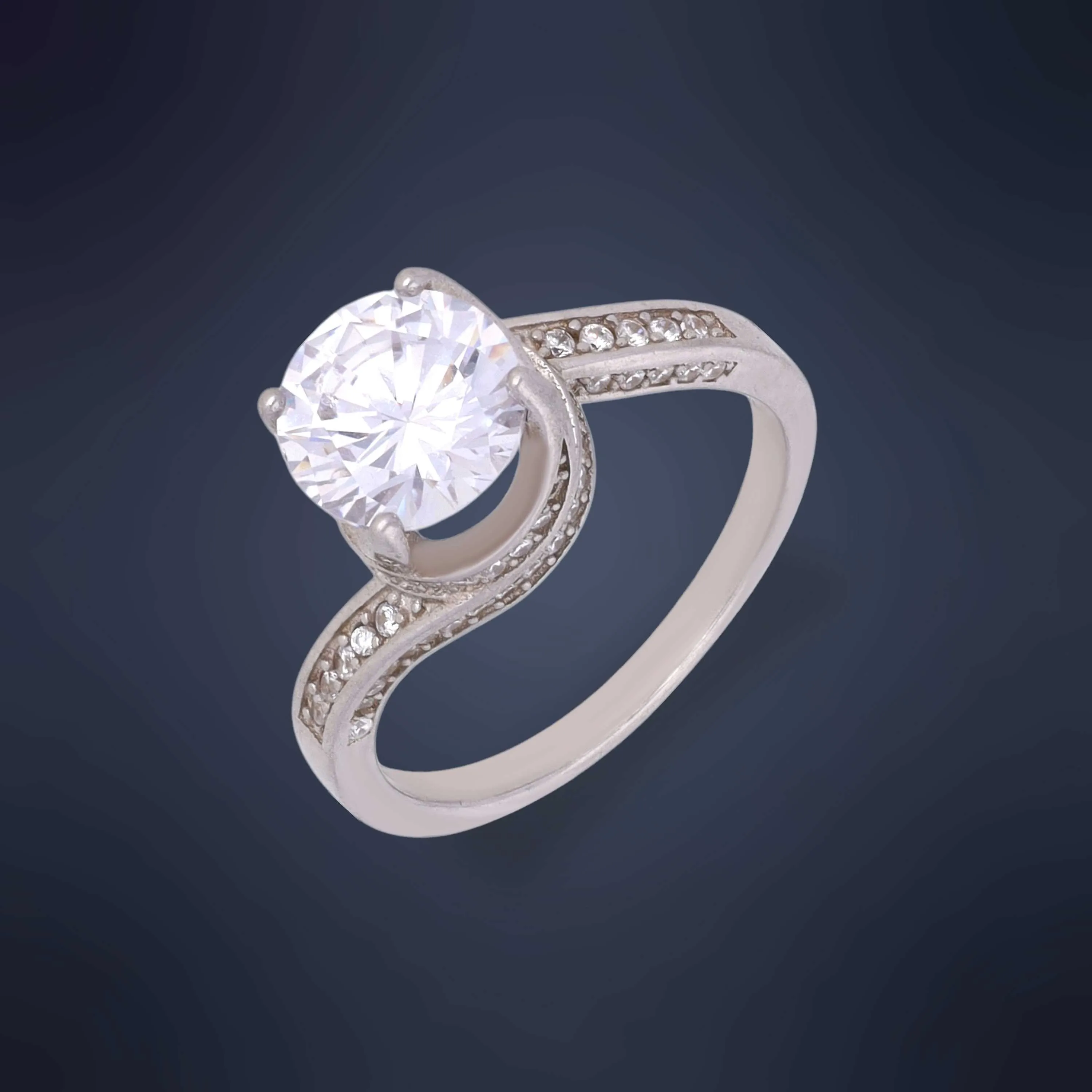Classic Finely Detailed And Studded Silver Ring For Women