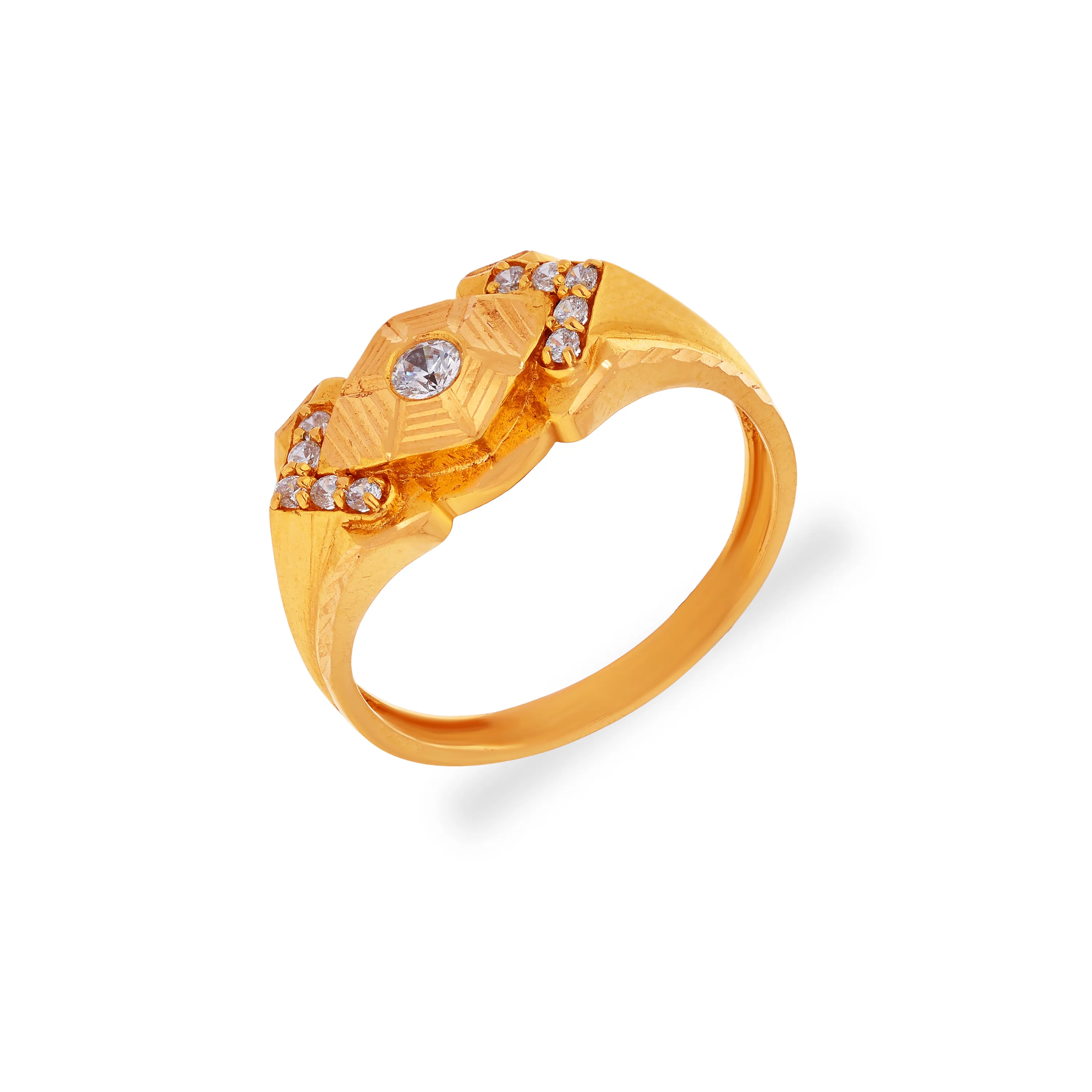 Studded And Detailed 22KT Gold Ring For Women