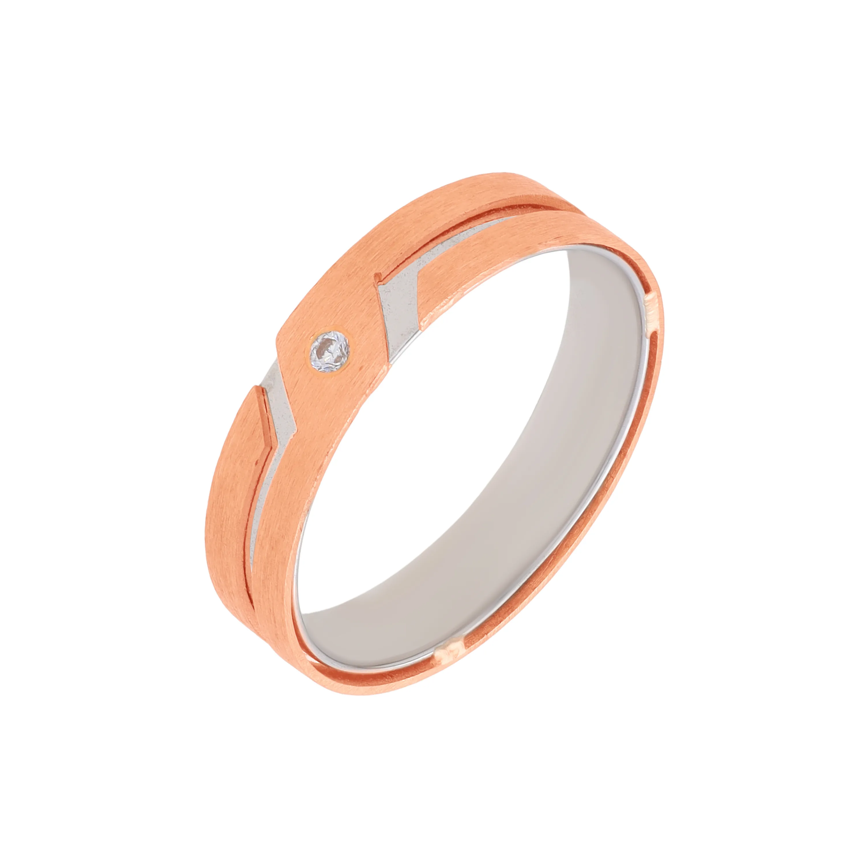 Matte Finished & Studded 18KT Rose Gold Ring For Men