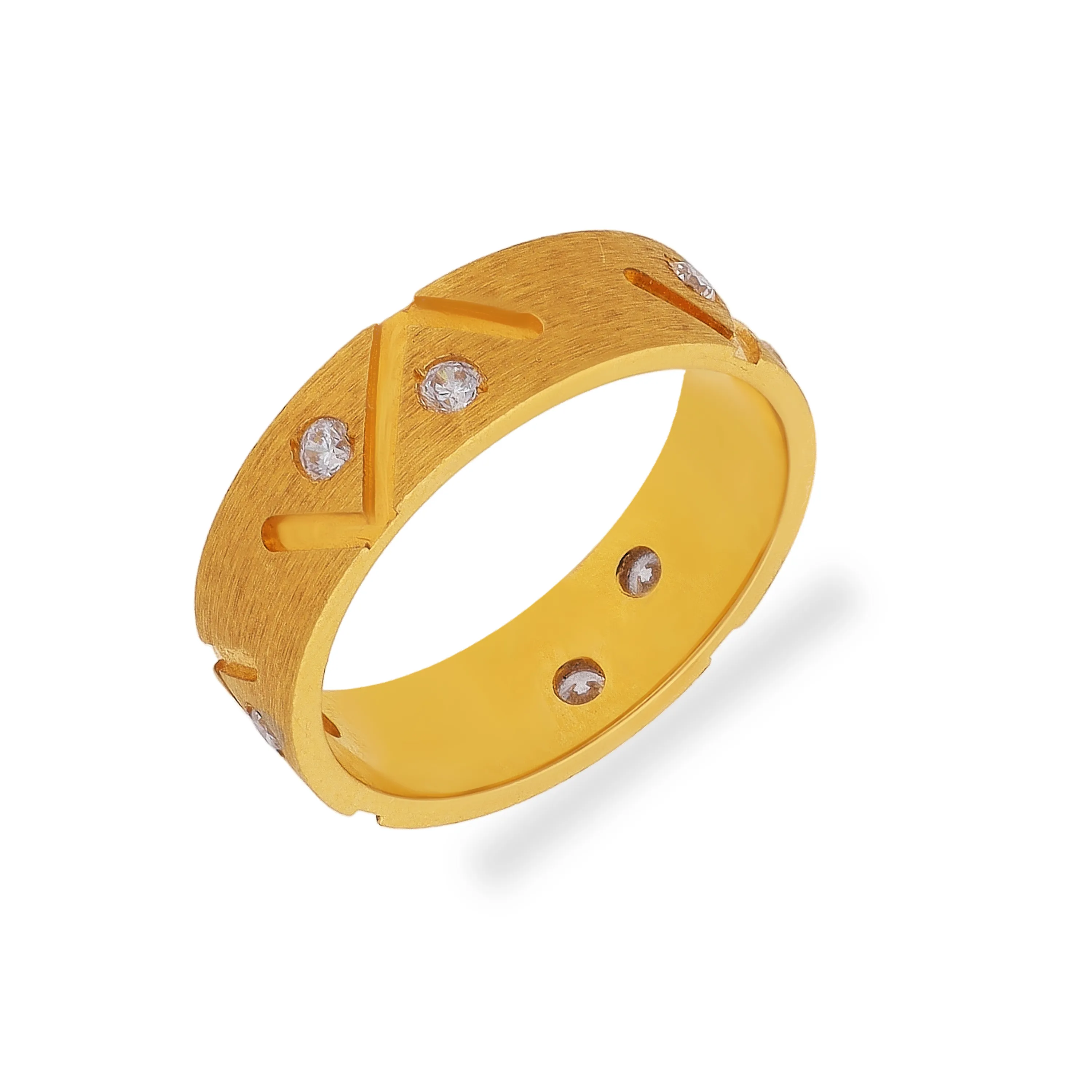 Studded & Detailed 22KT Gold Ring For Women