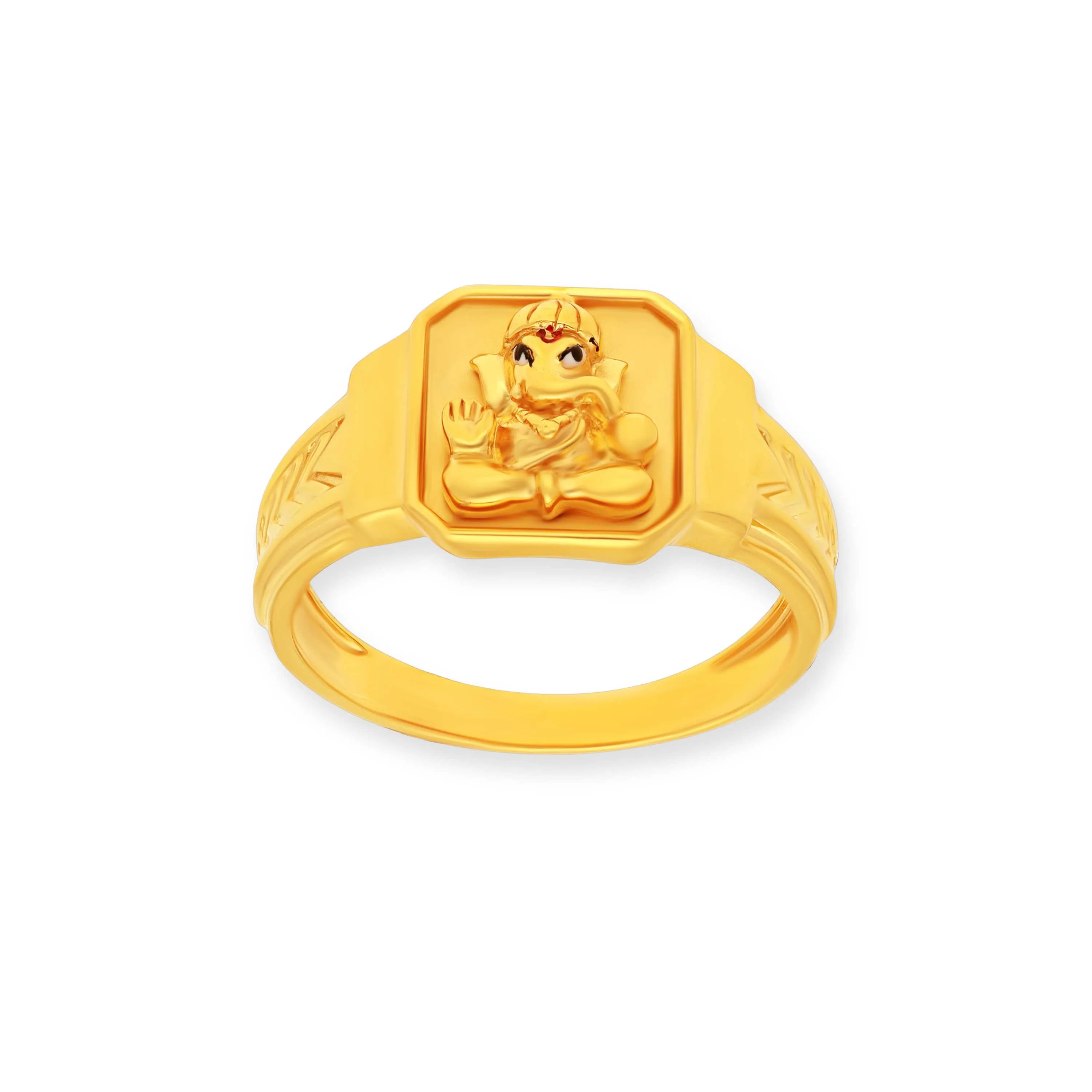 Classic Matte Finished And Detailed 22KT Gold Ganesha Ring