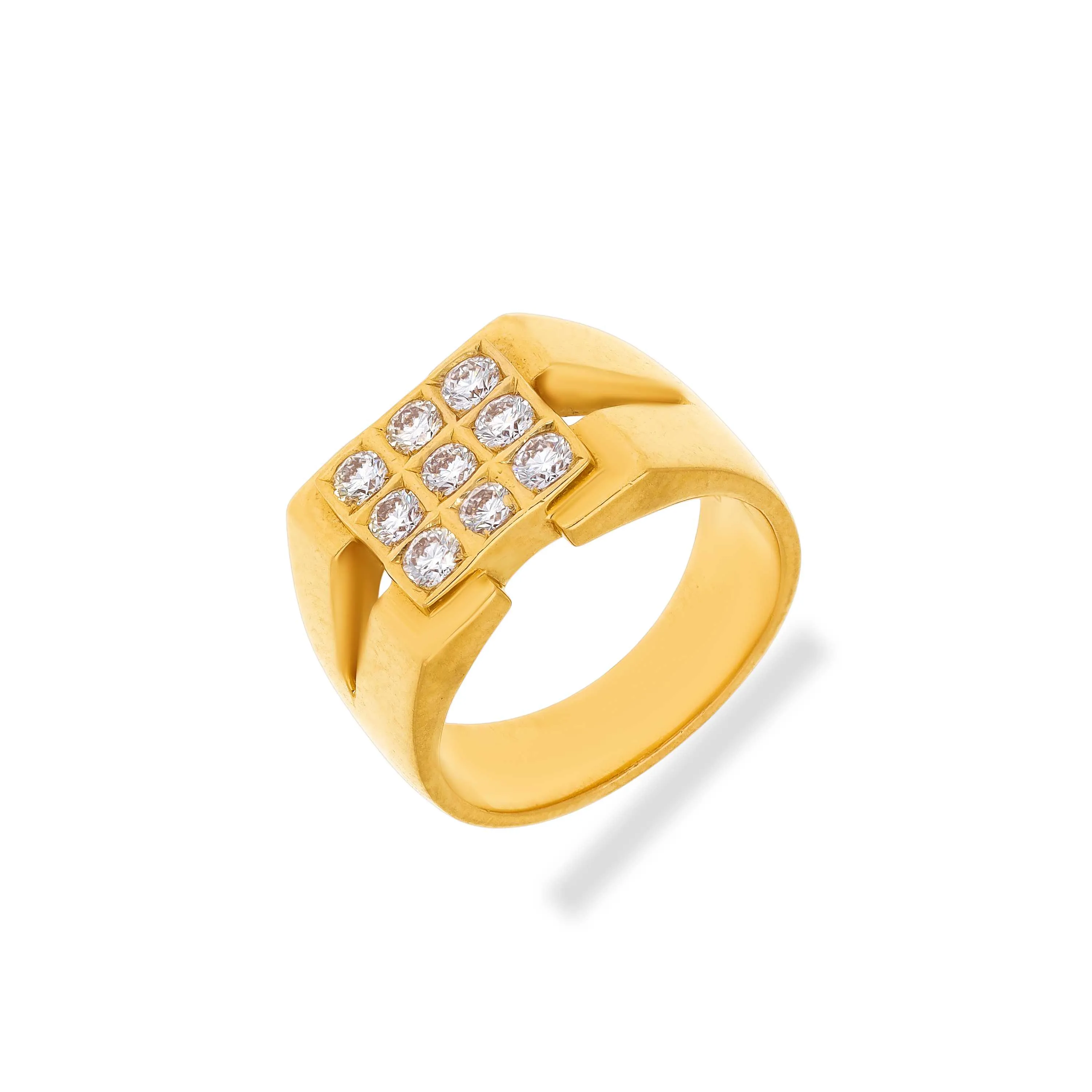 Colse Setting Glamorously Detailed And Diamond Studded 22KT Gold Close Setting Ring