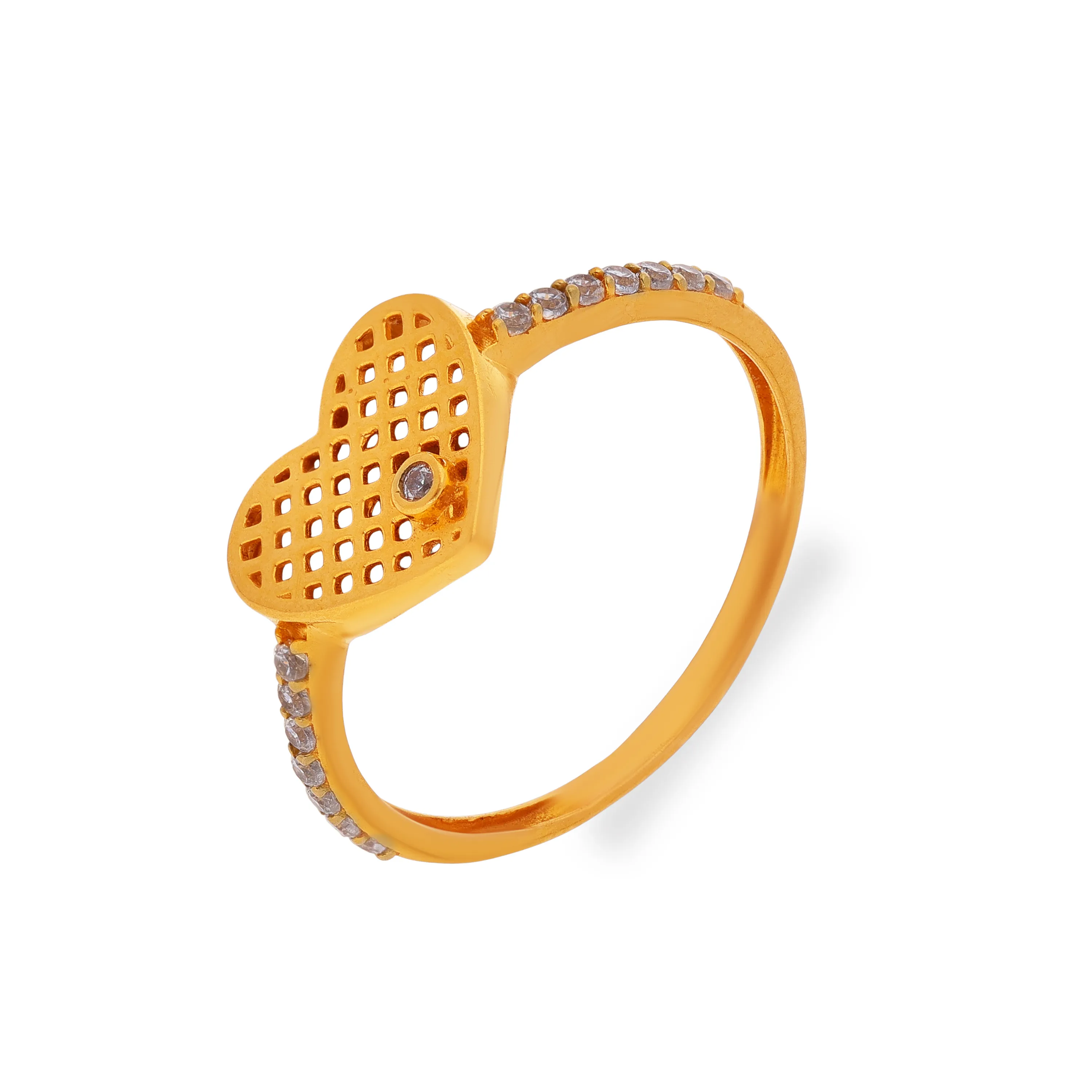 Gorgeously Detailed And Studded 22KT Gold Ring For Women