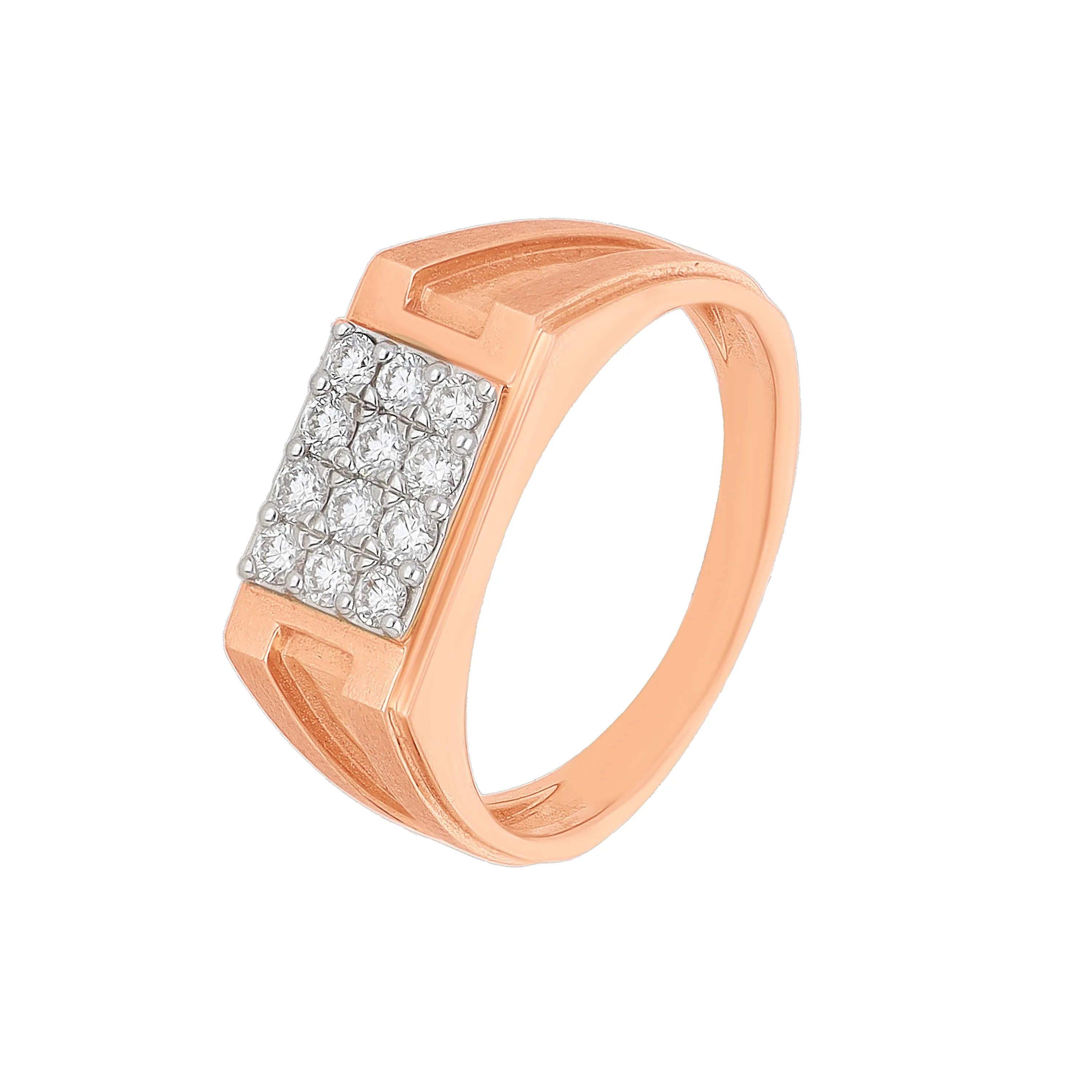 Glamorously Detailed And Diamond Studded 18KT Rose Gold Ring 