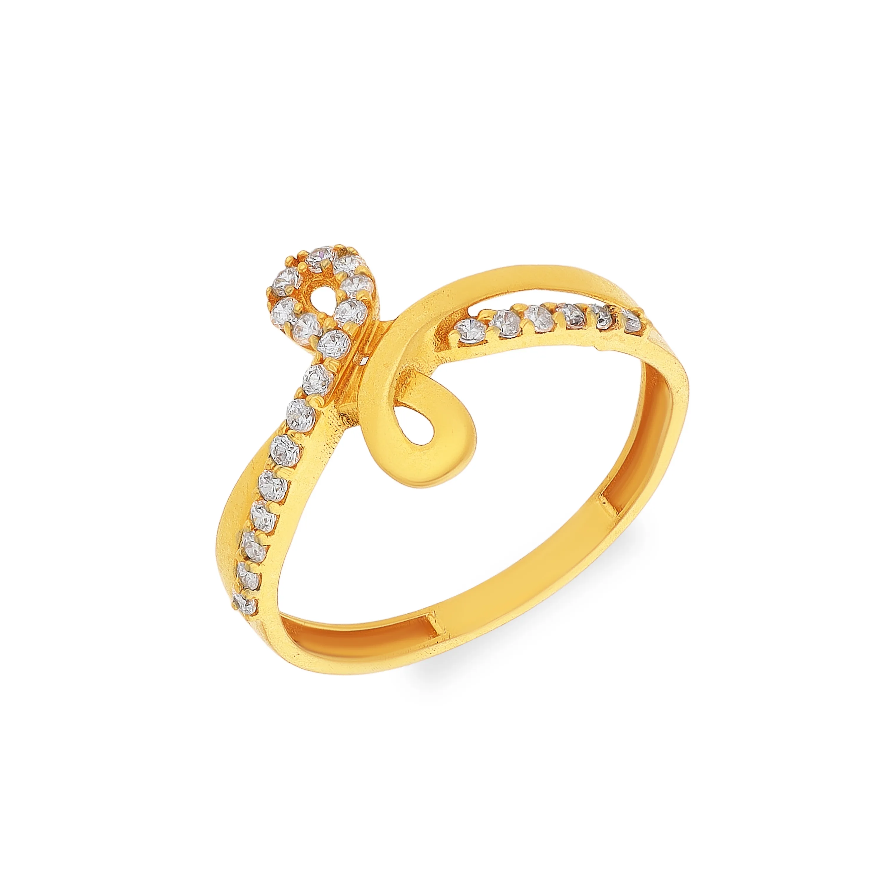 Studded And Detailed 22KT Gold Ring For Women