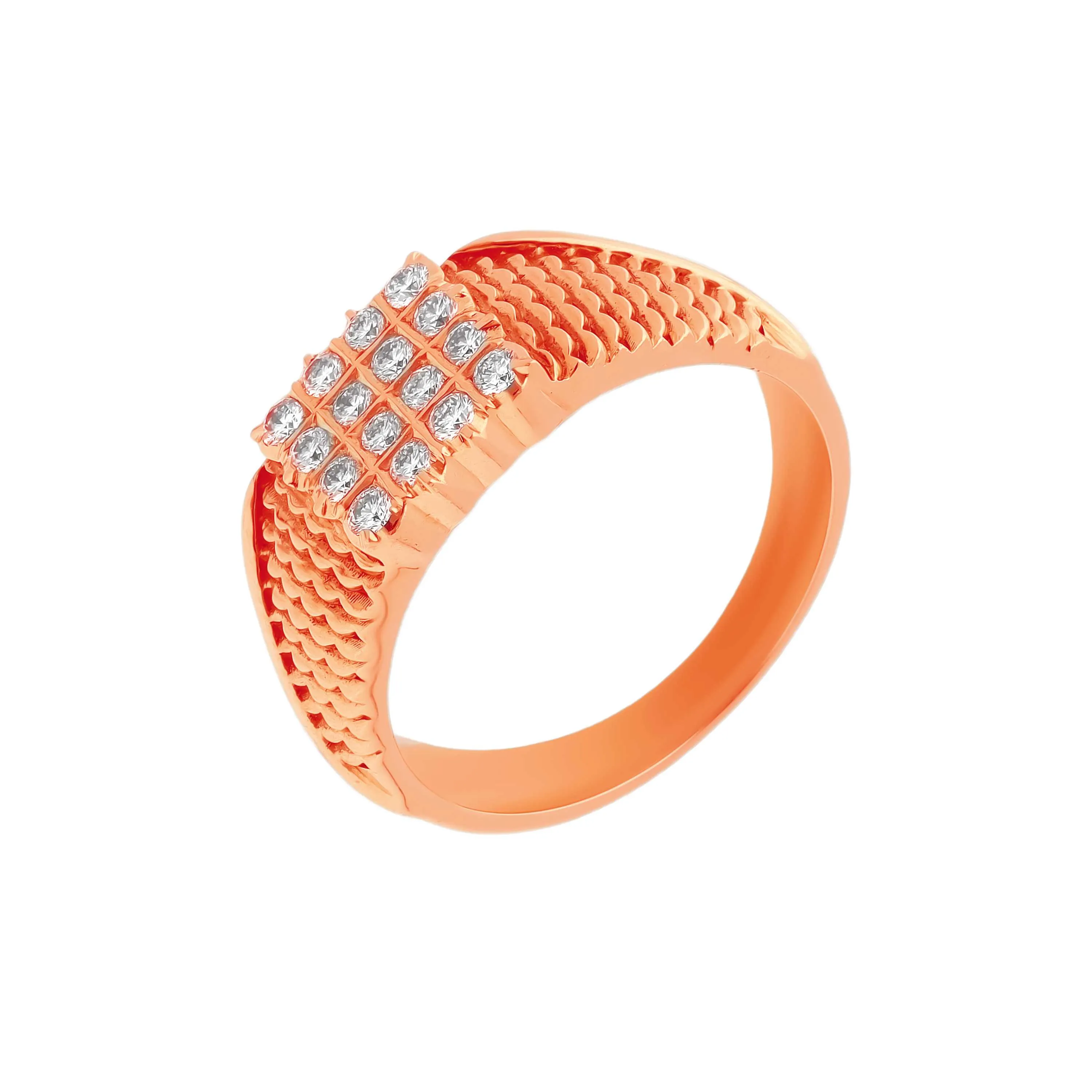 Colse Setting Traditionally Crafted And Diamond Studded 22KT Rose Gold Close Setting Ring