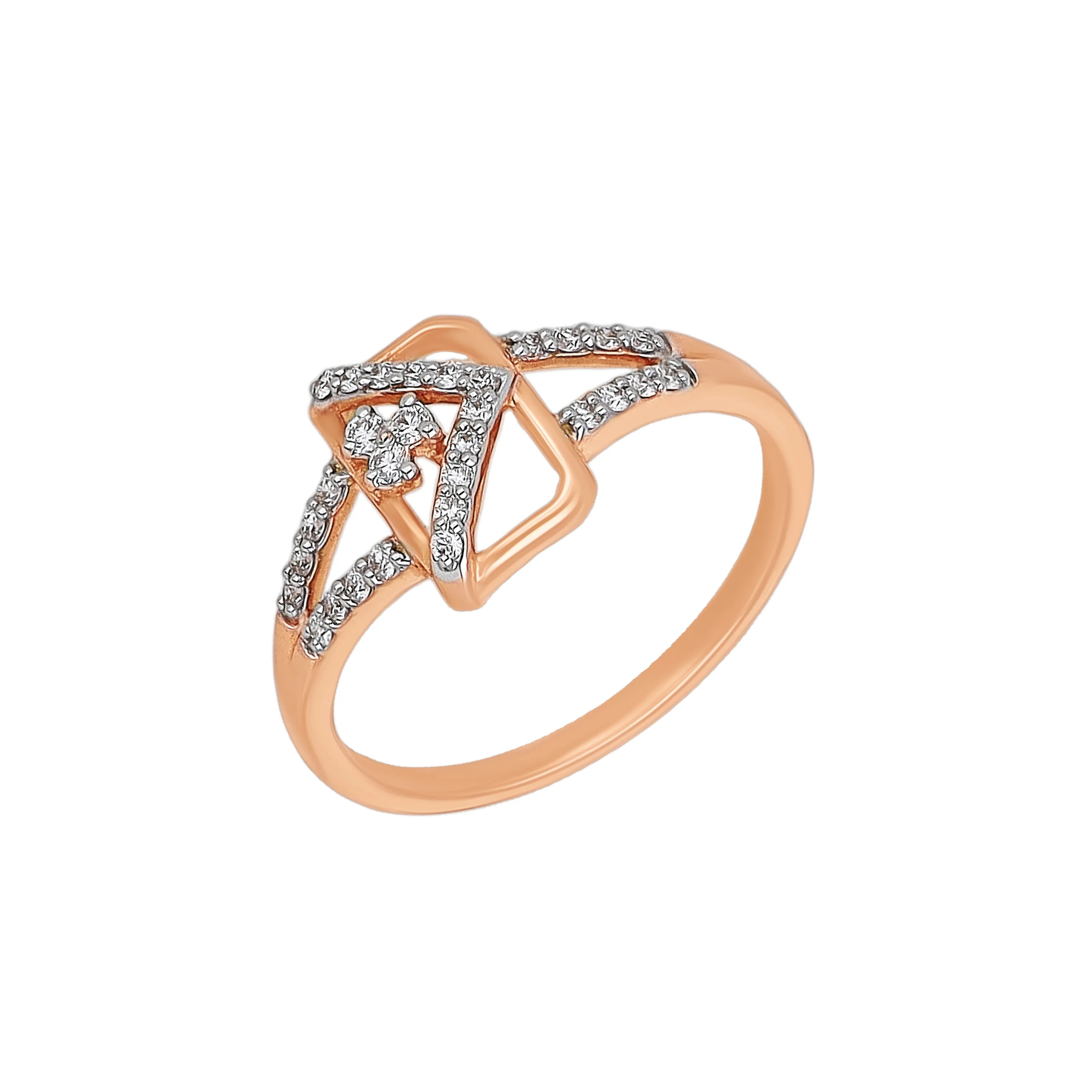 Glamorously Detailed And Diamond Studded 18KT Rose Gold Ring For Women
