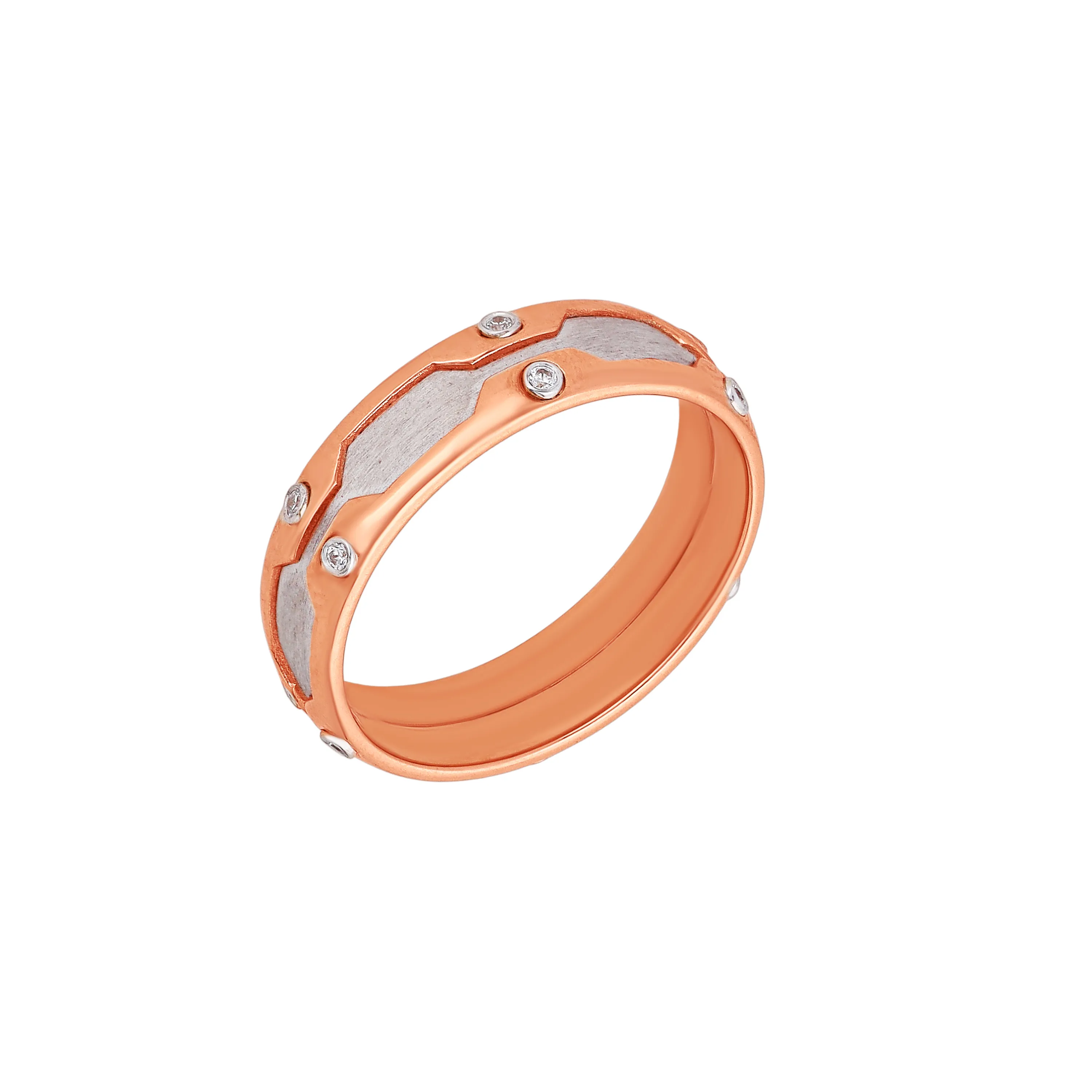 Studded And Detailed 18KT Rose Gold Ring For Men