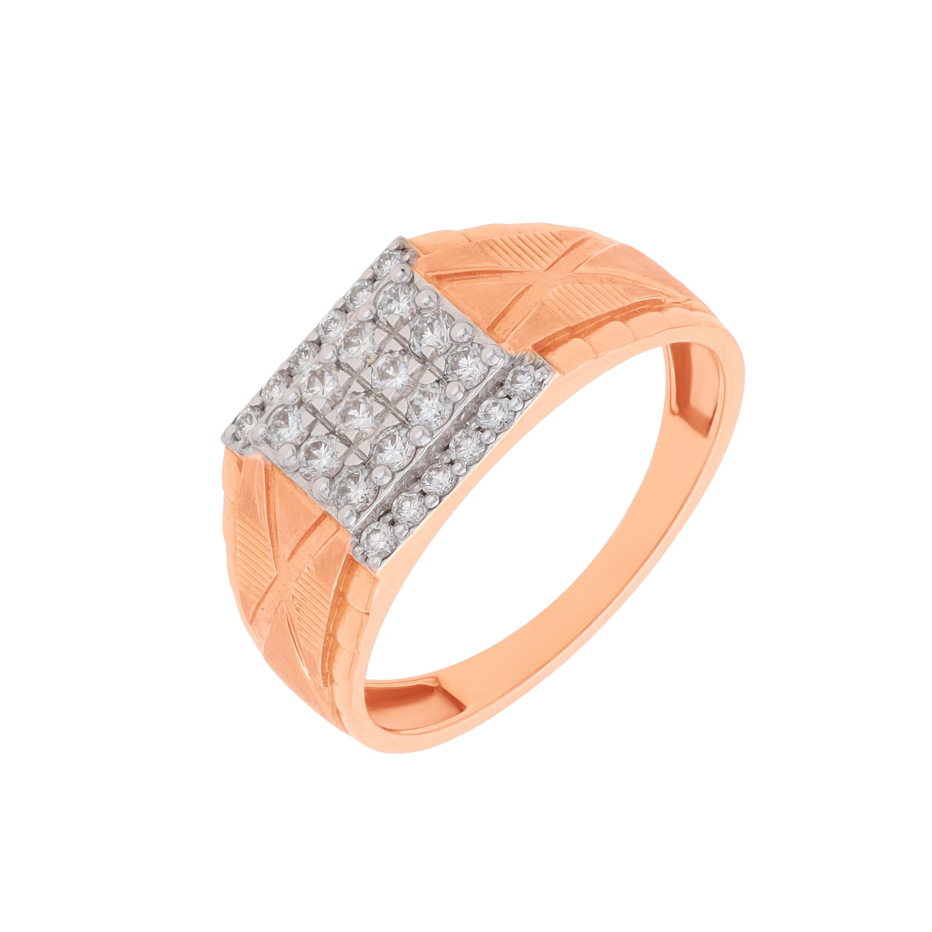 Glamorously Detailed And Diamond Studded 18KT Rose Gold Ring