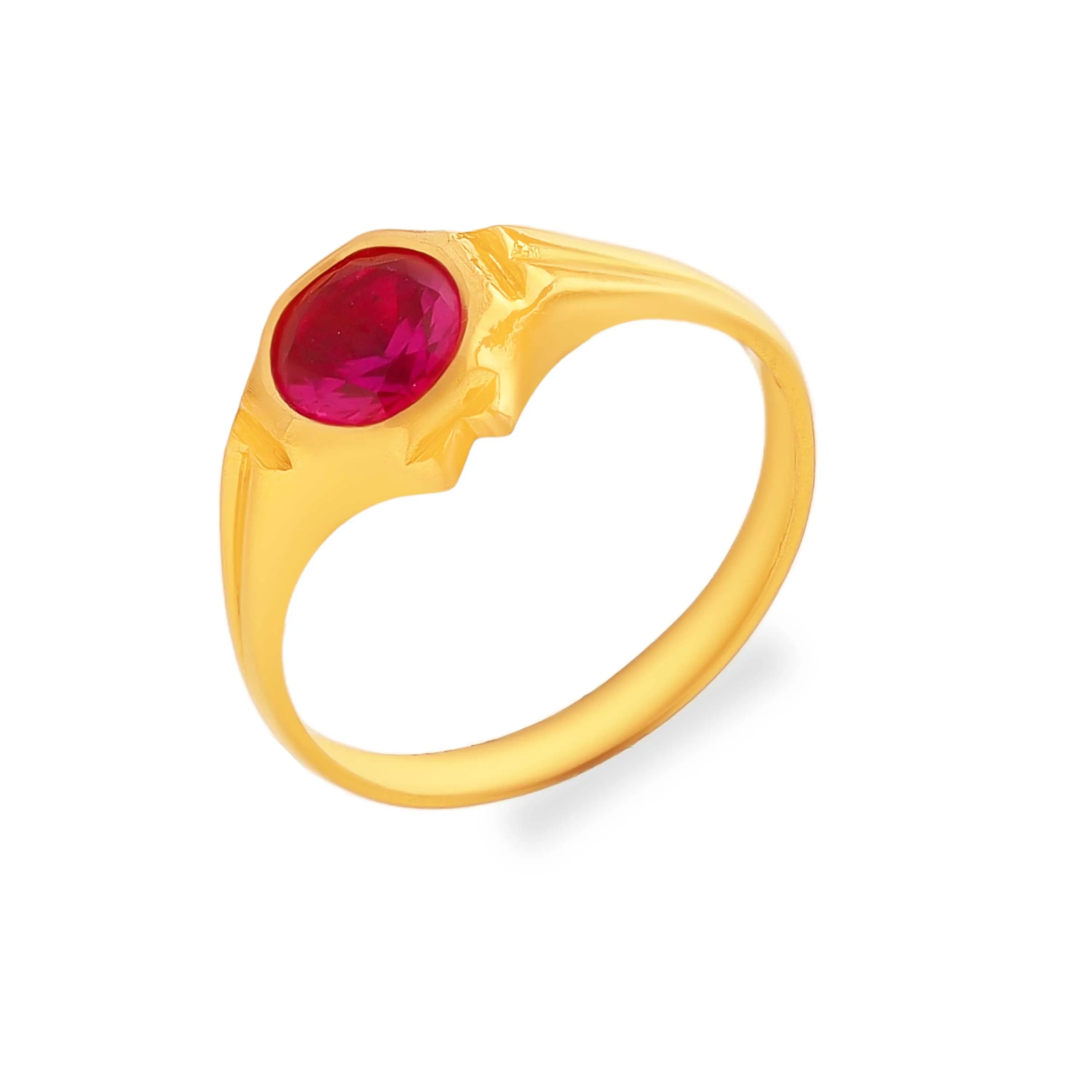 Gorgeously Detailed And Studded 22KT Gold Ring For Kids