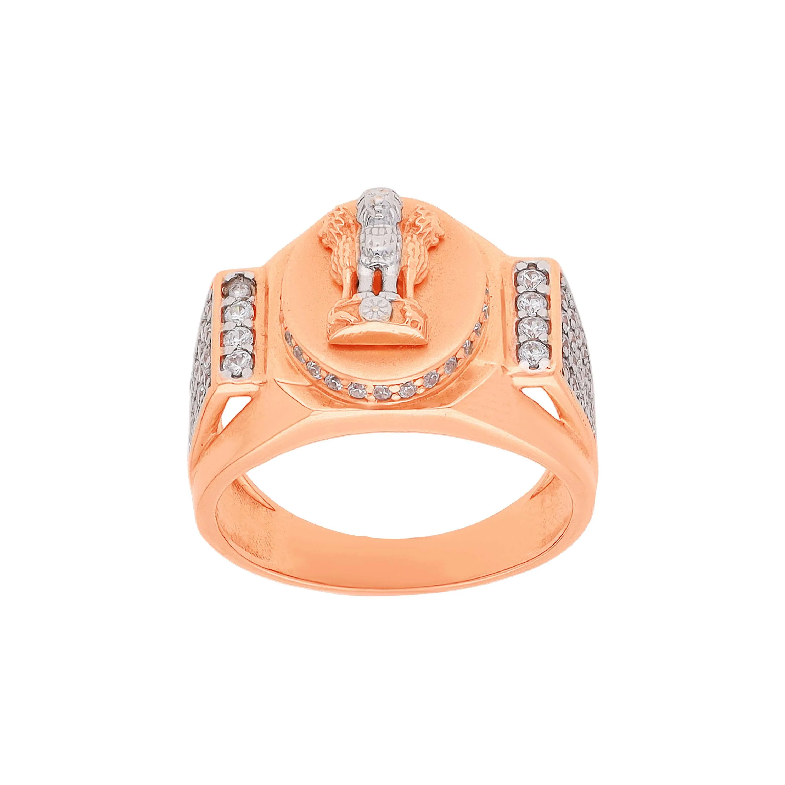 One Of It Kind Studded National Emblem 18KT Rose Gold Ring