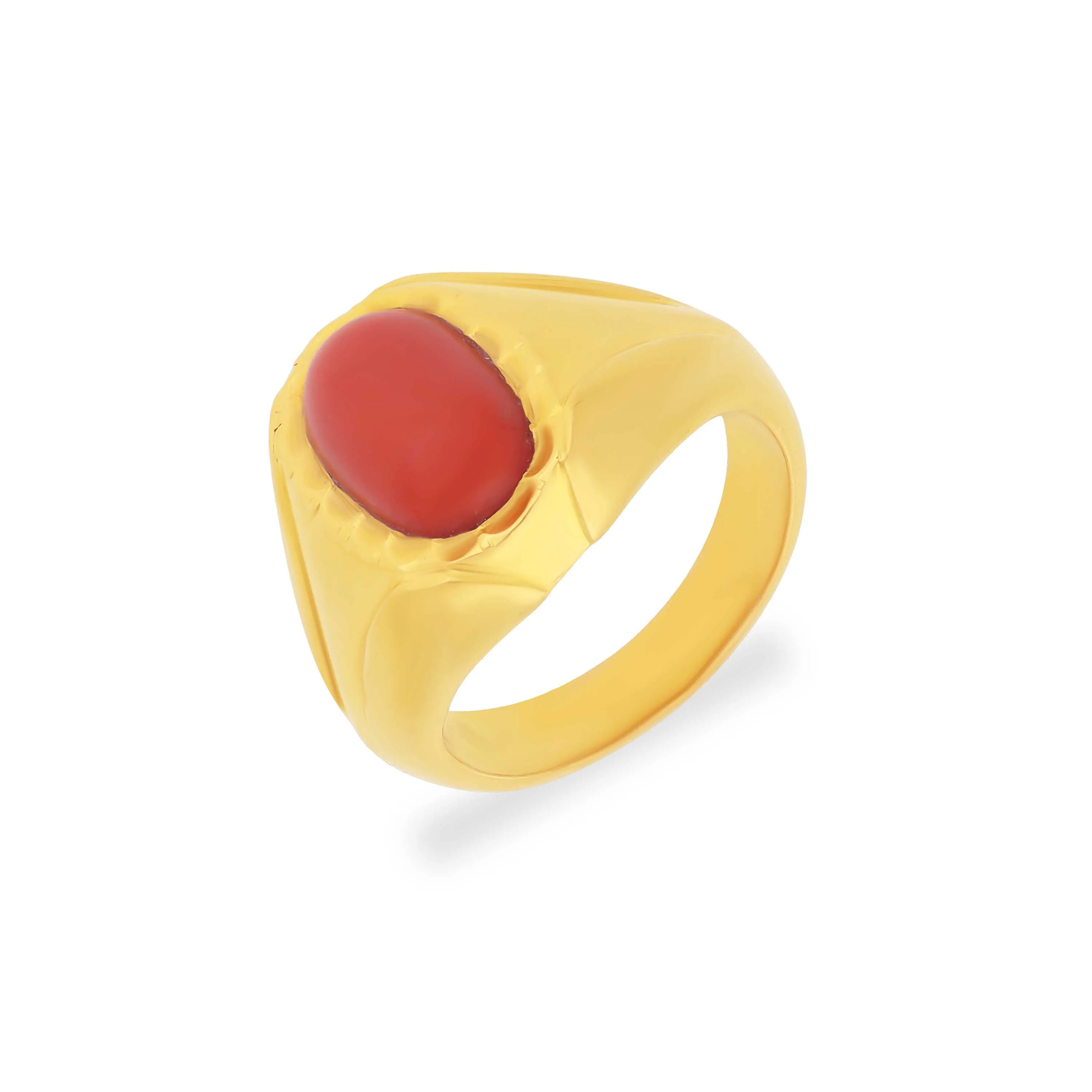 Jewellery Pagadam Ring Designs Customised Coral Moonga Ring In 18K