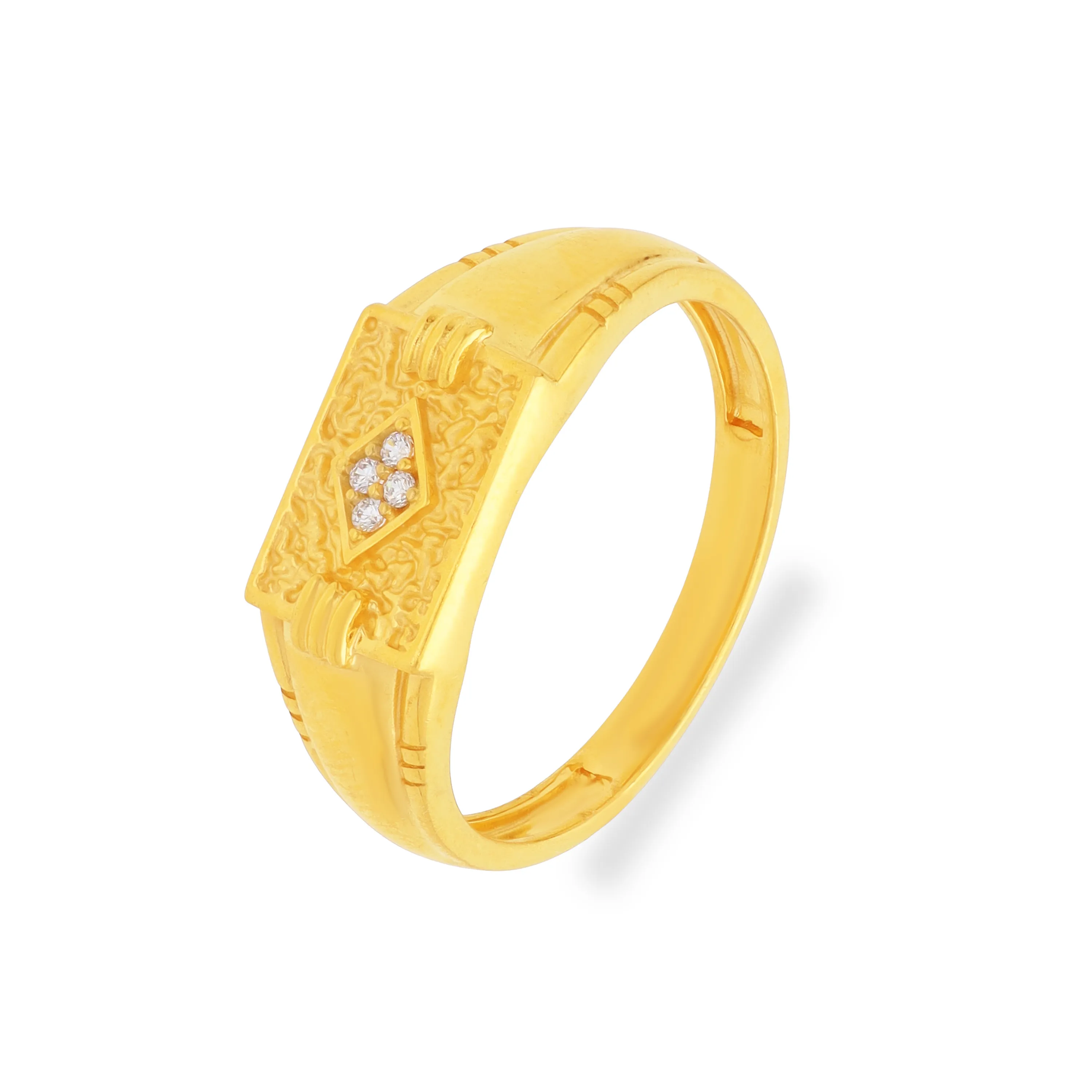 Studded And Detailed 22KT Gold Ring For Men